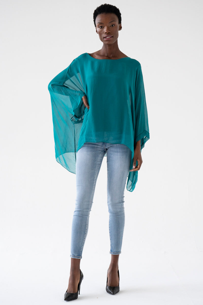 Silk Poncho, silk poncho blouse from Something Pretty, alternative view