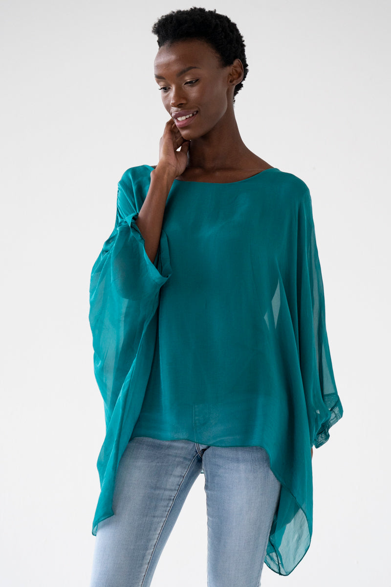 Silk Poncho, silk poncho blouse from Something Pretty, alternative view