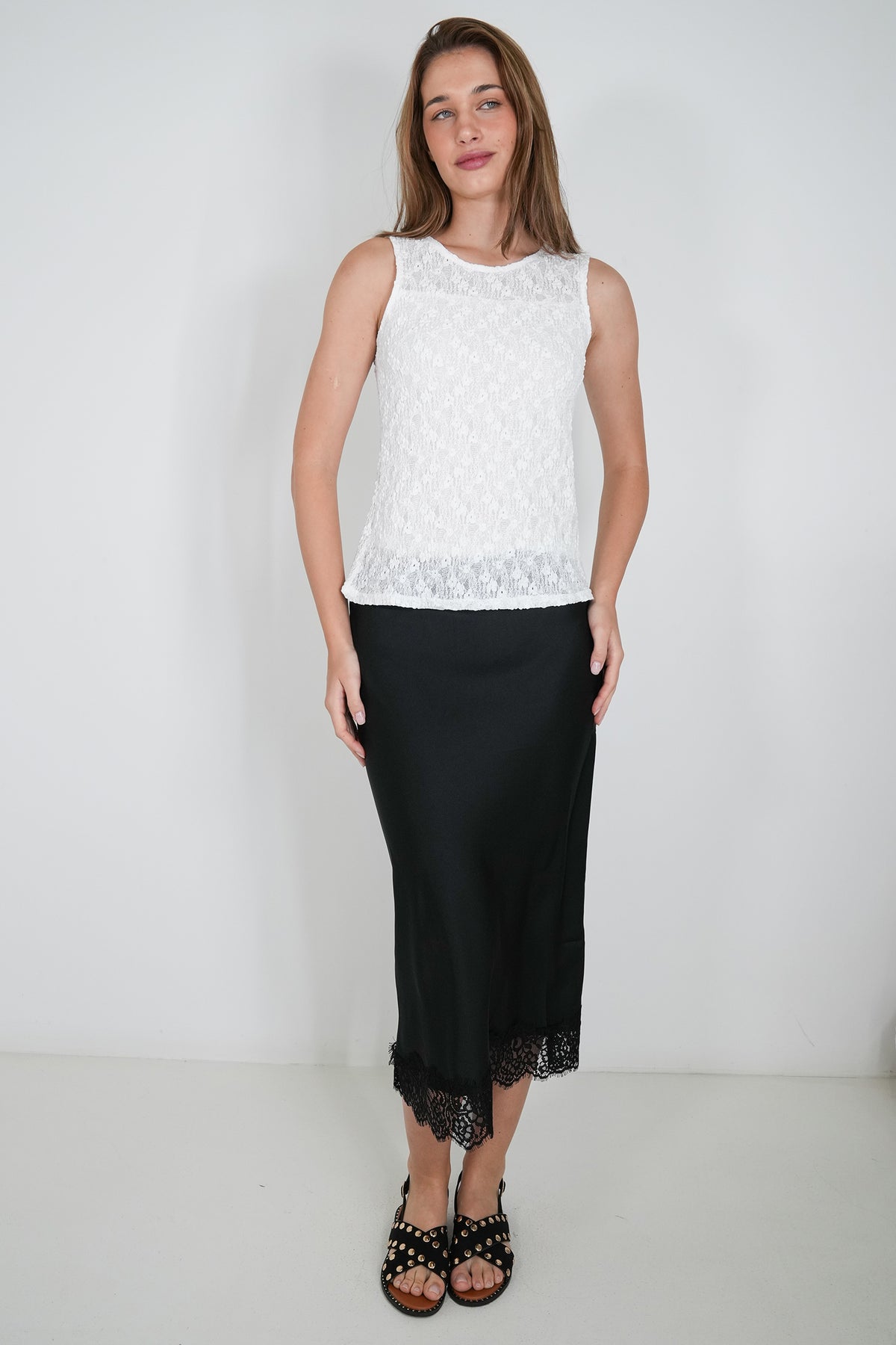 Black Lace Hem Skirt
