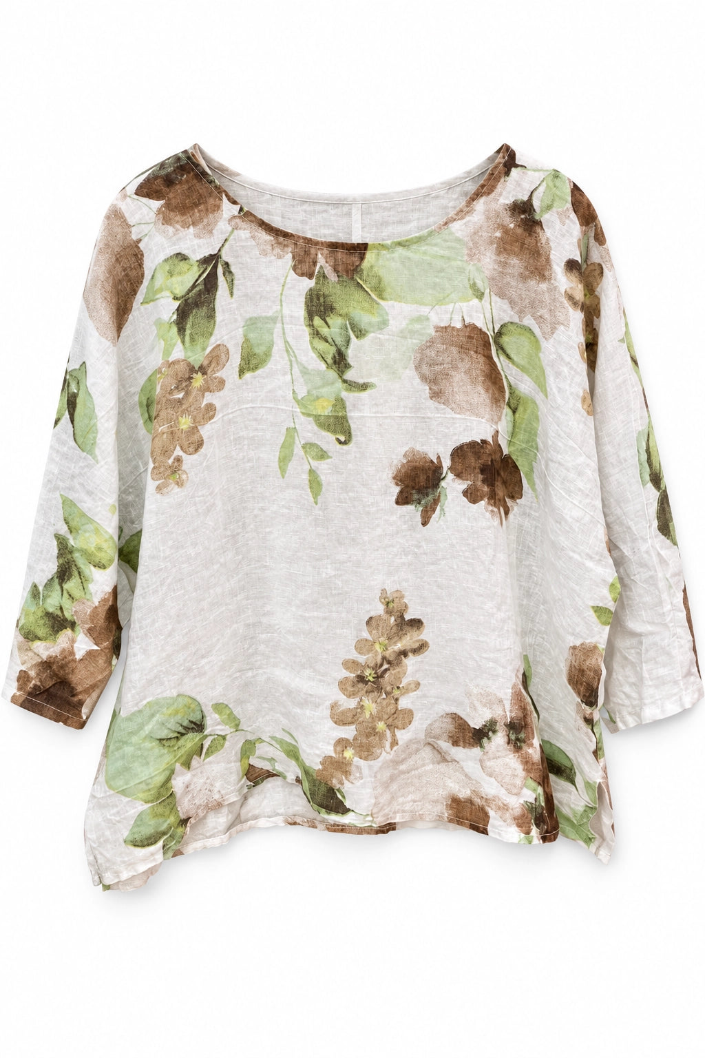 White Amelia Flower Print Linen Top