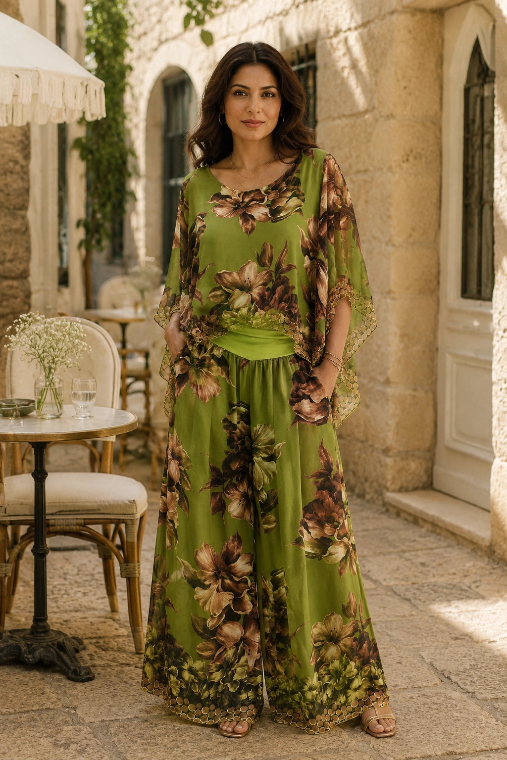 Chartreuse Bella Silk Poncho