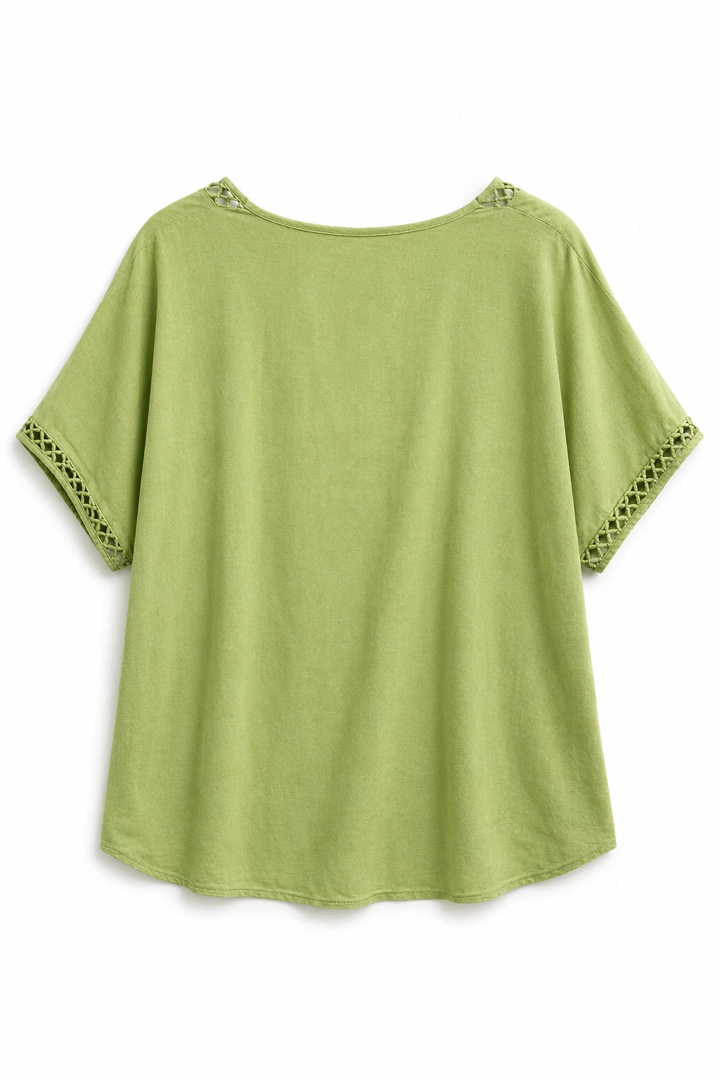 Chartreuse Rania Crochet V-neck Tee