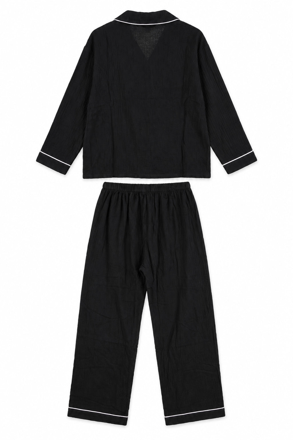 Black Cotton Long PJ Set