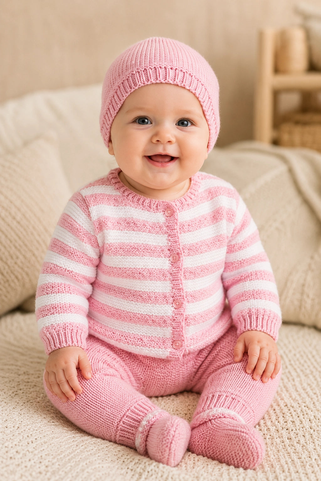 Pink Striped Newborn Set