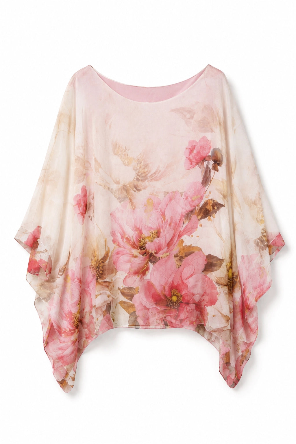 Cream and Blush Savanna Silk Poncho
