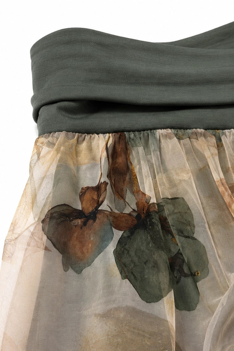 Cream and Olive Savanna Silk Pant