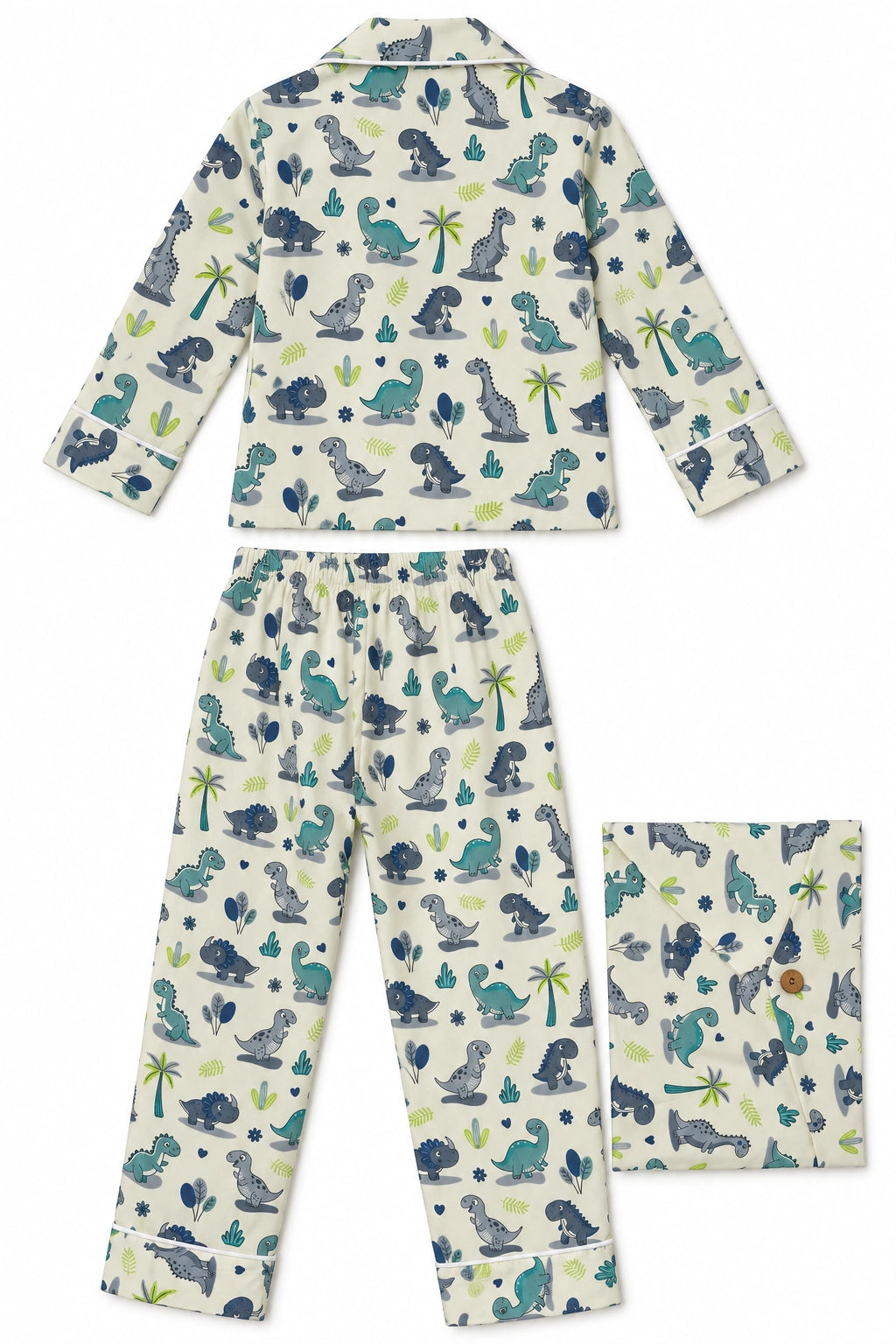 Grey Dino Cotton Long Sleeve PJ