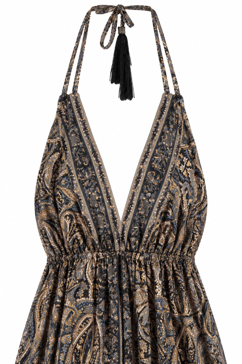 Grey, Gold and Black Halter Dress