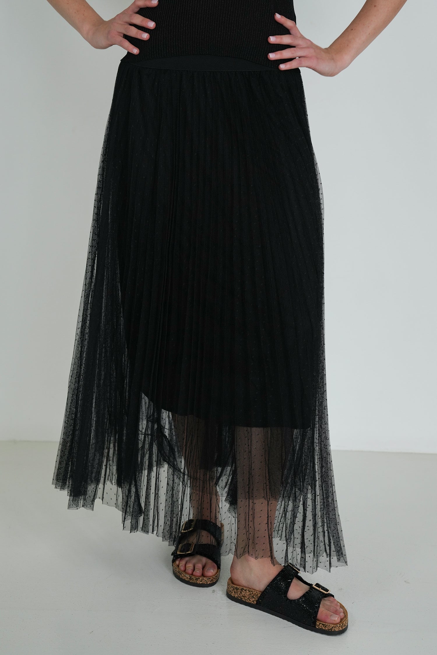 Black Spot Mesh Skirt