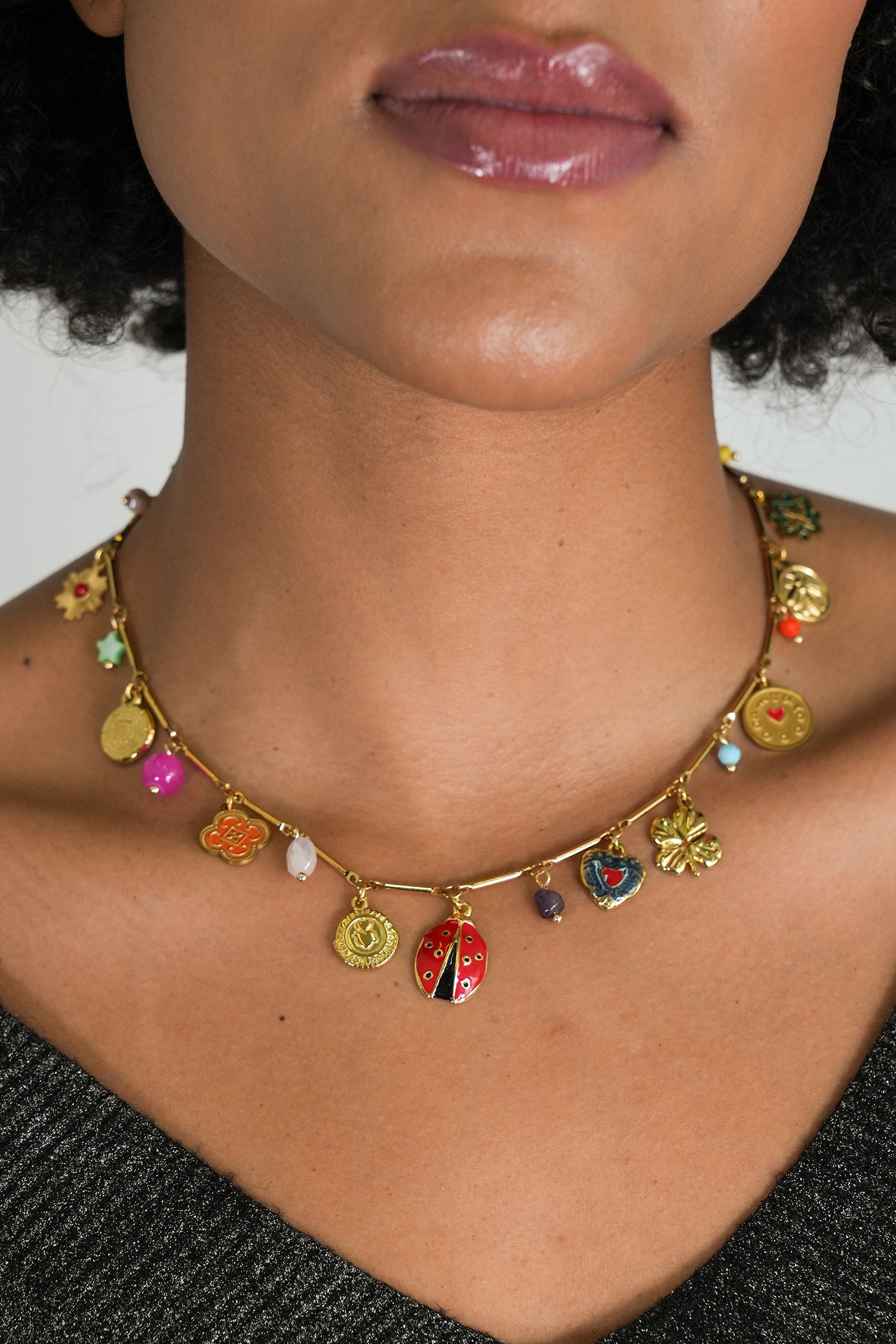 Ladybug Charm Necklace, necklace from Something Pretty, alternative view