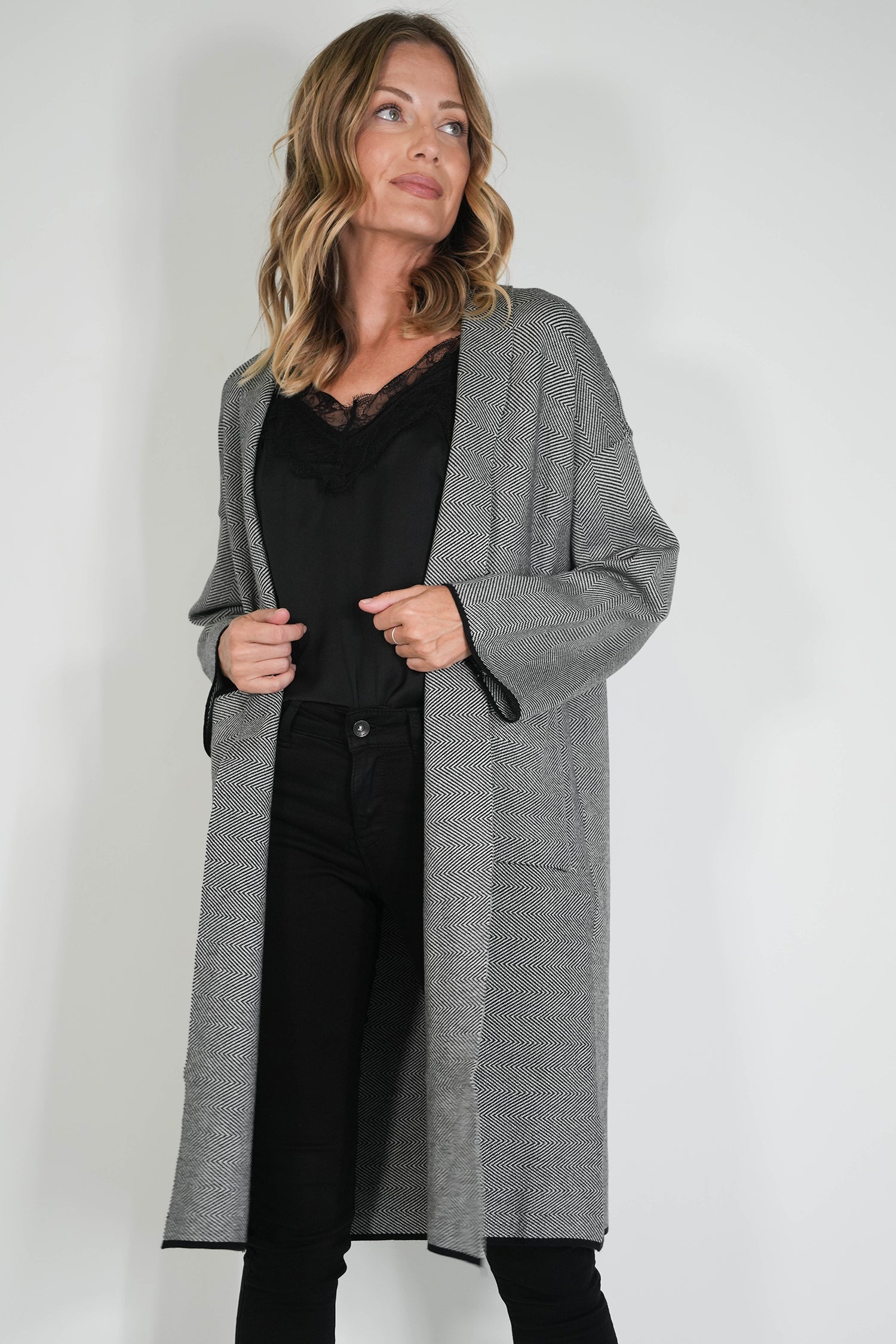 Black Taylor Longer Length Cardigan