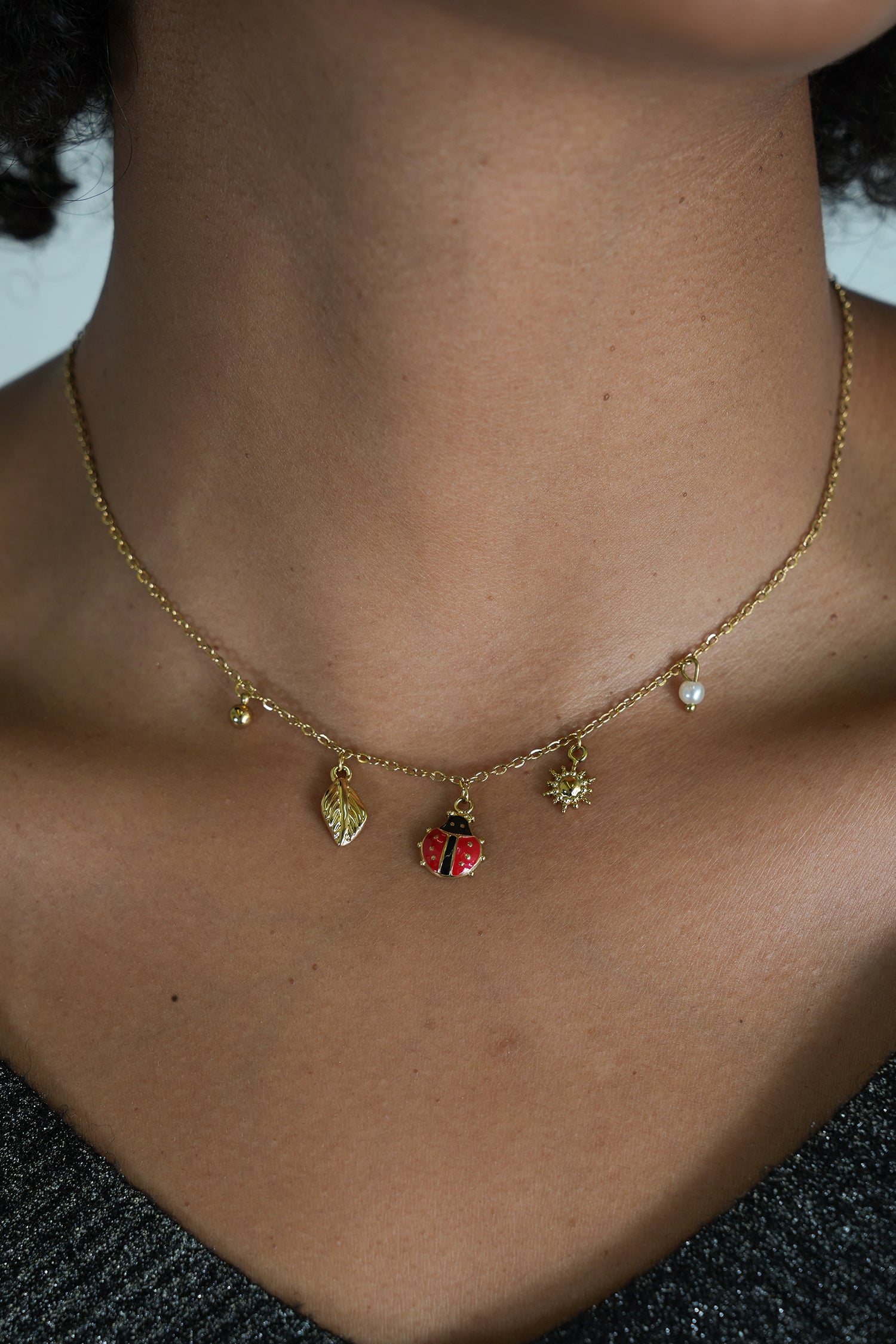 Ladybug and Pearl Necklace, a necklace from Something Pretty