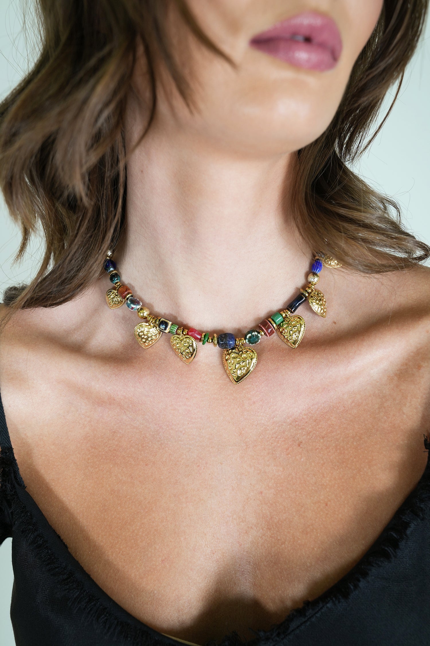 Colourful Heart Necklace, necklace from Something Pretty, alternative view