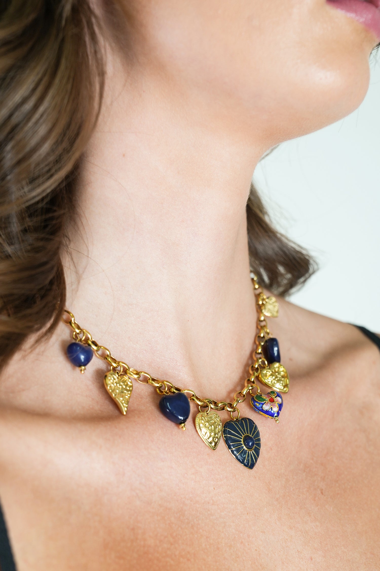 Navy Heart Charm Necklace, a necklace from Something Pretty