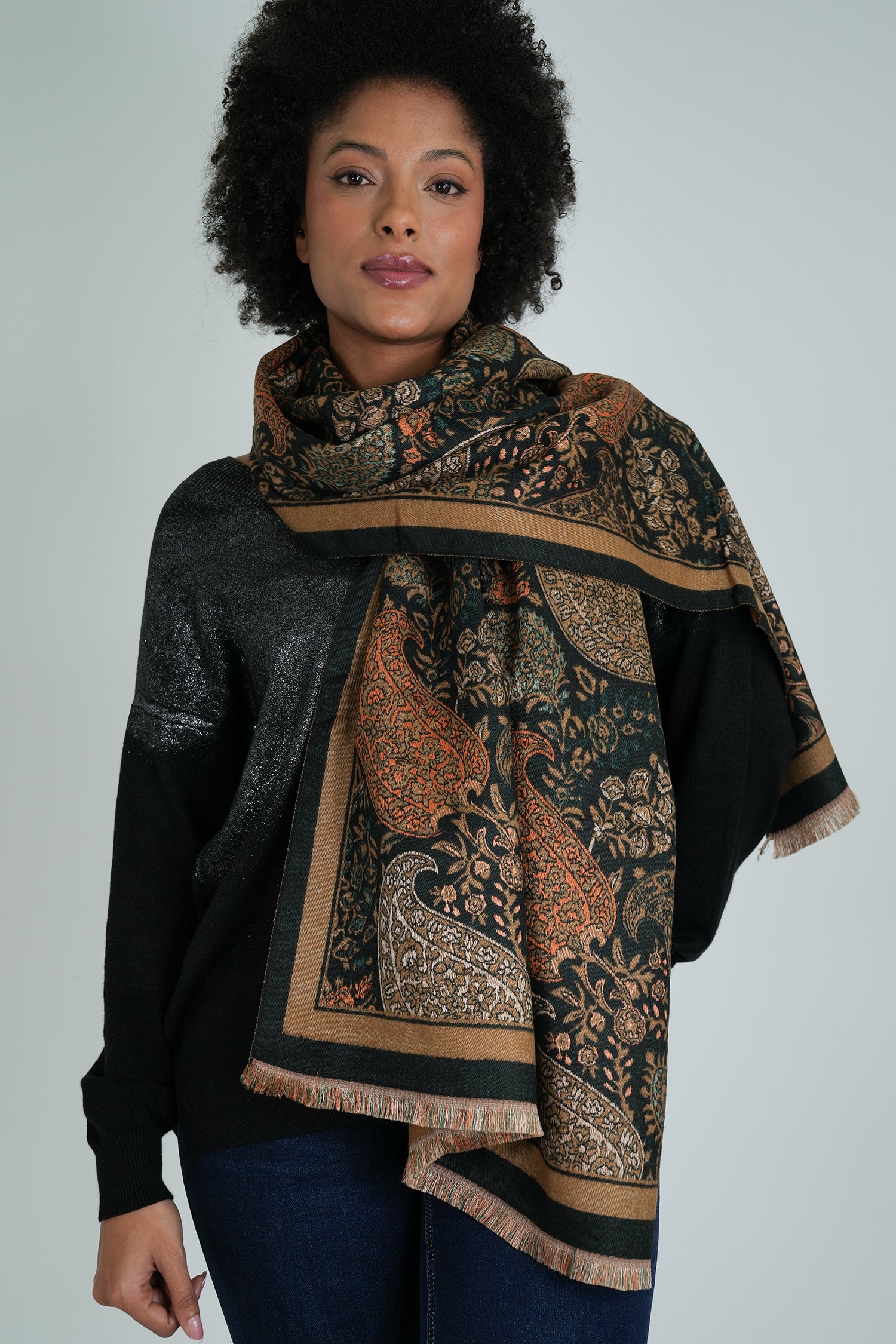Black and Taupe Shakira Scarf