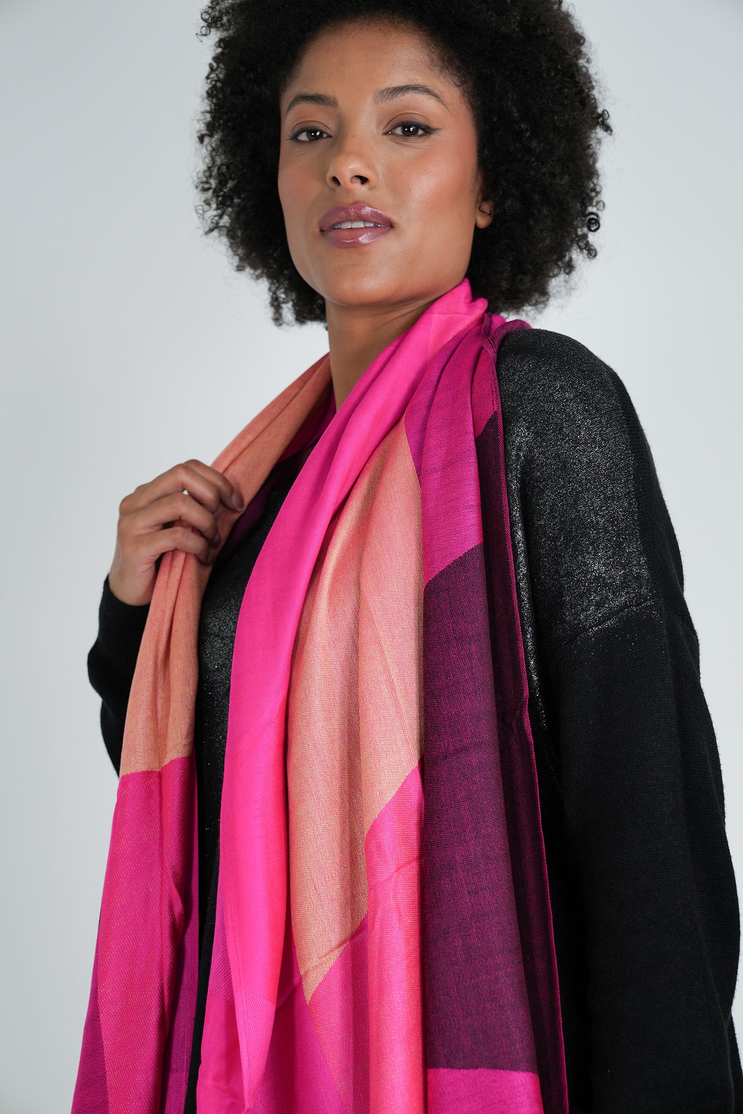 Cerise Geometric Scarf