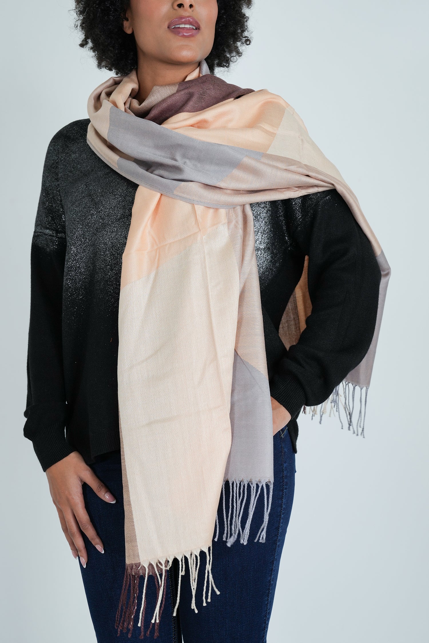 Grey and Cream Geometric Scarf, a scarf from Something Pretty