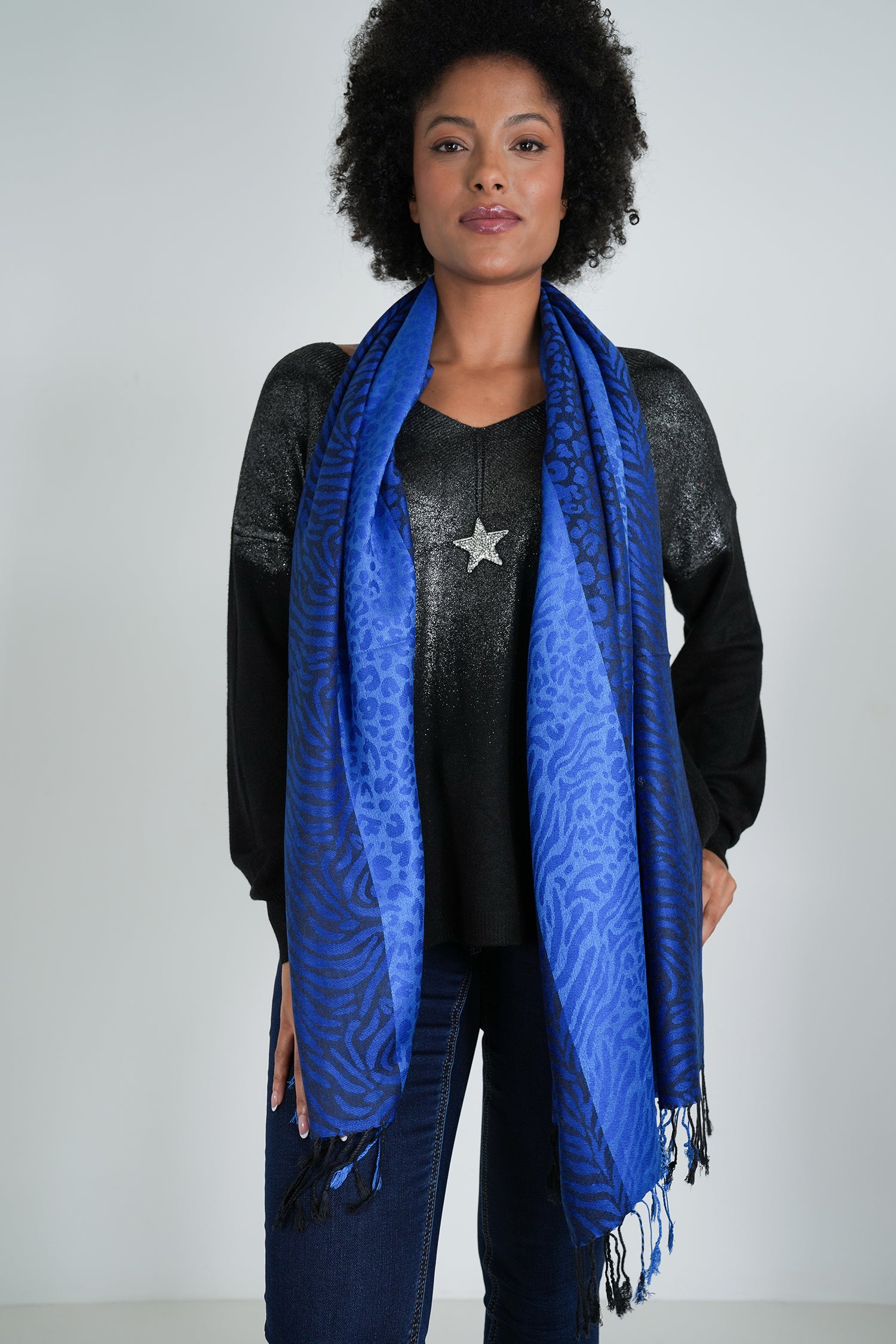 Cobalt Leopard Linda Scarf