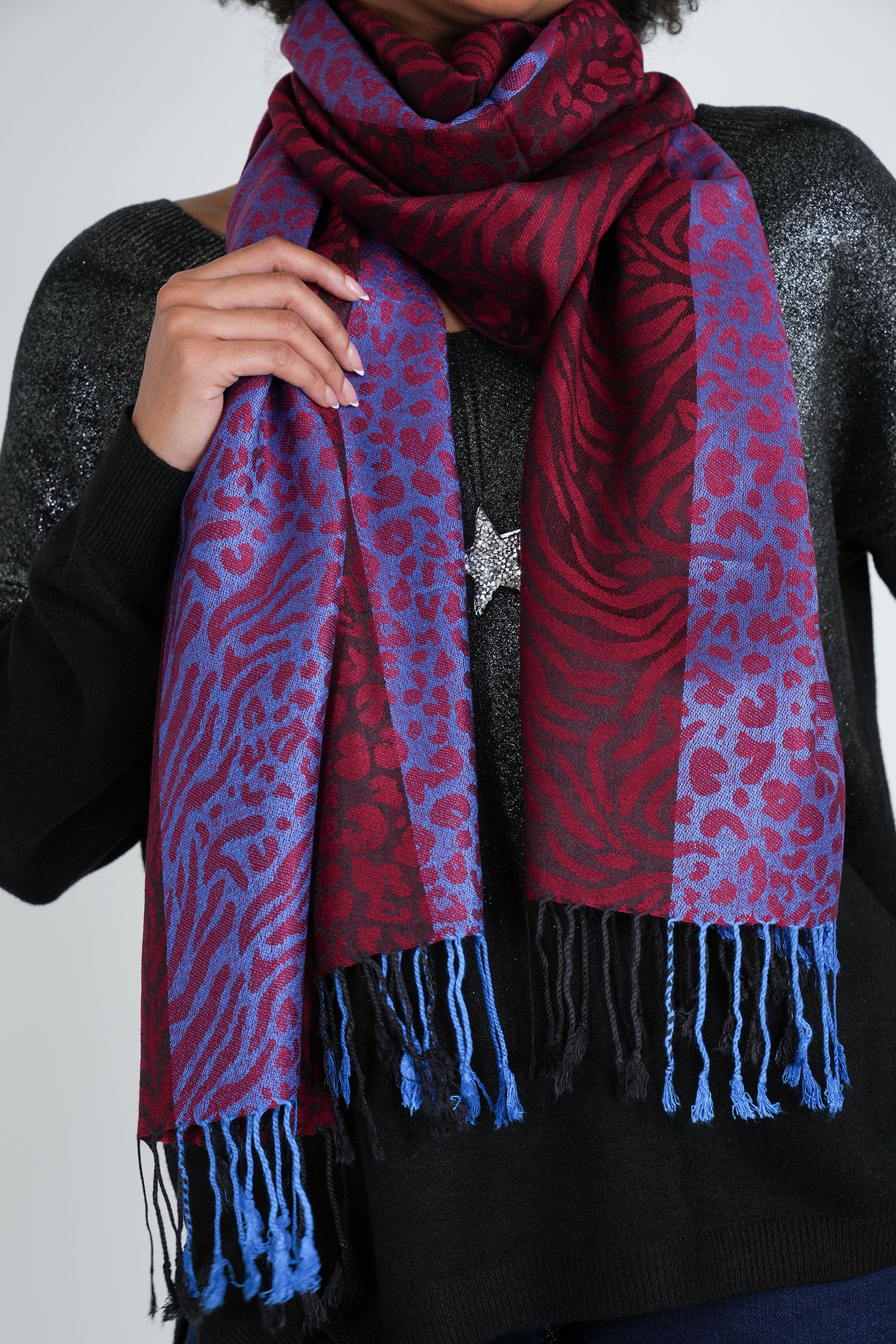 Burgundy Leopard Linda Scarf
