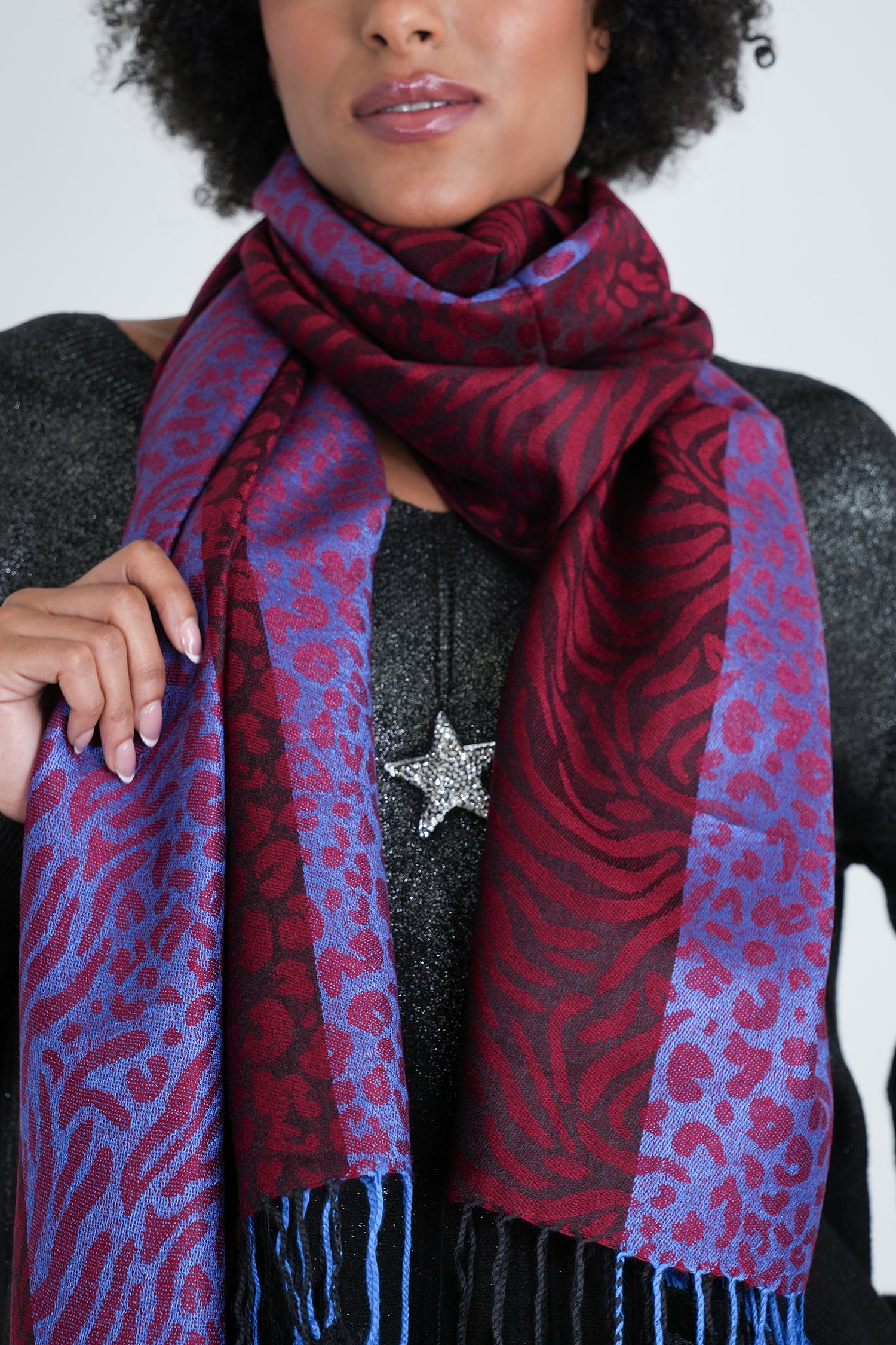 Burgundy Leopard Linda Scarf