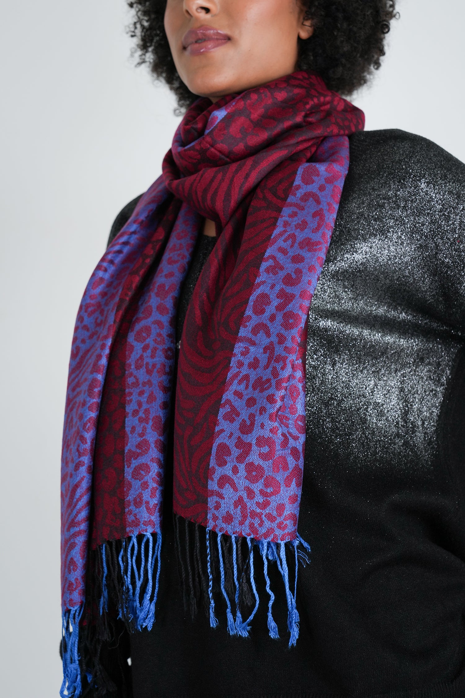 Burgundy Leopard Linda Scarf