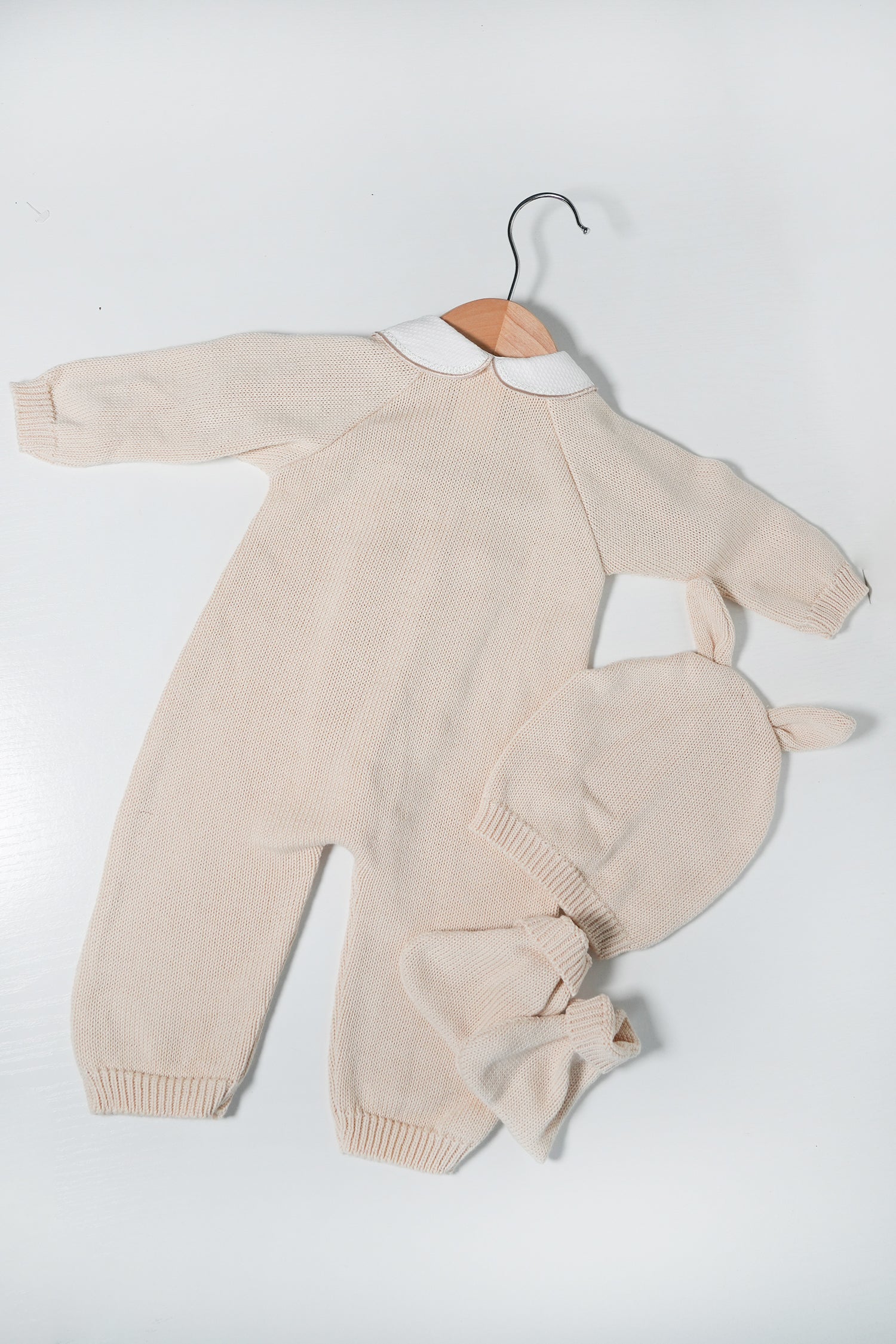 Beige Ruffle Knit Set