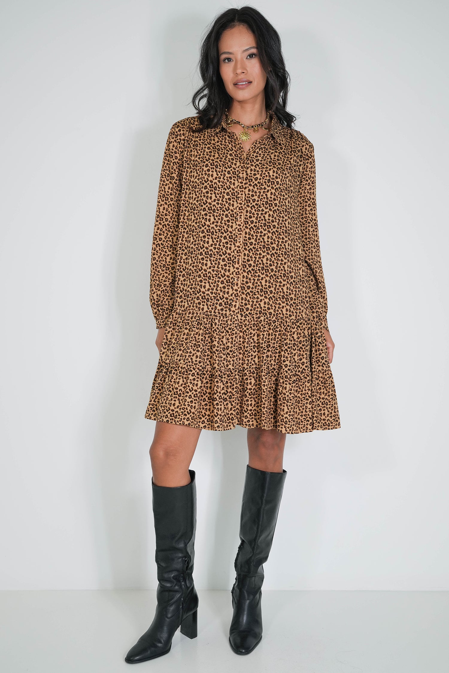 Beige Winter Leopard Tunic