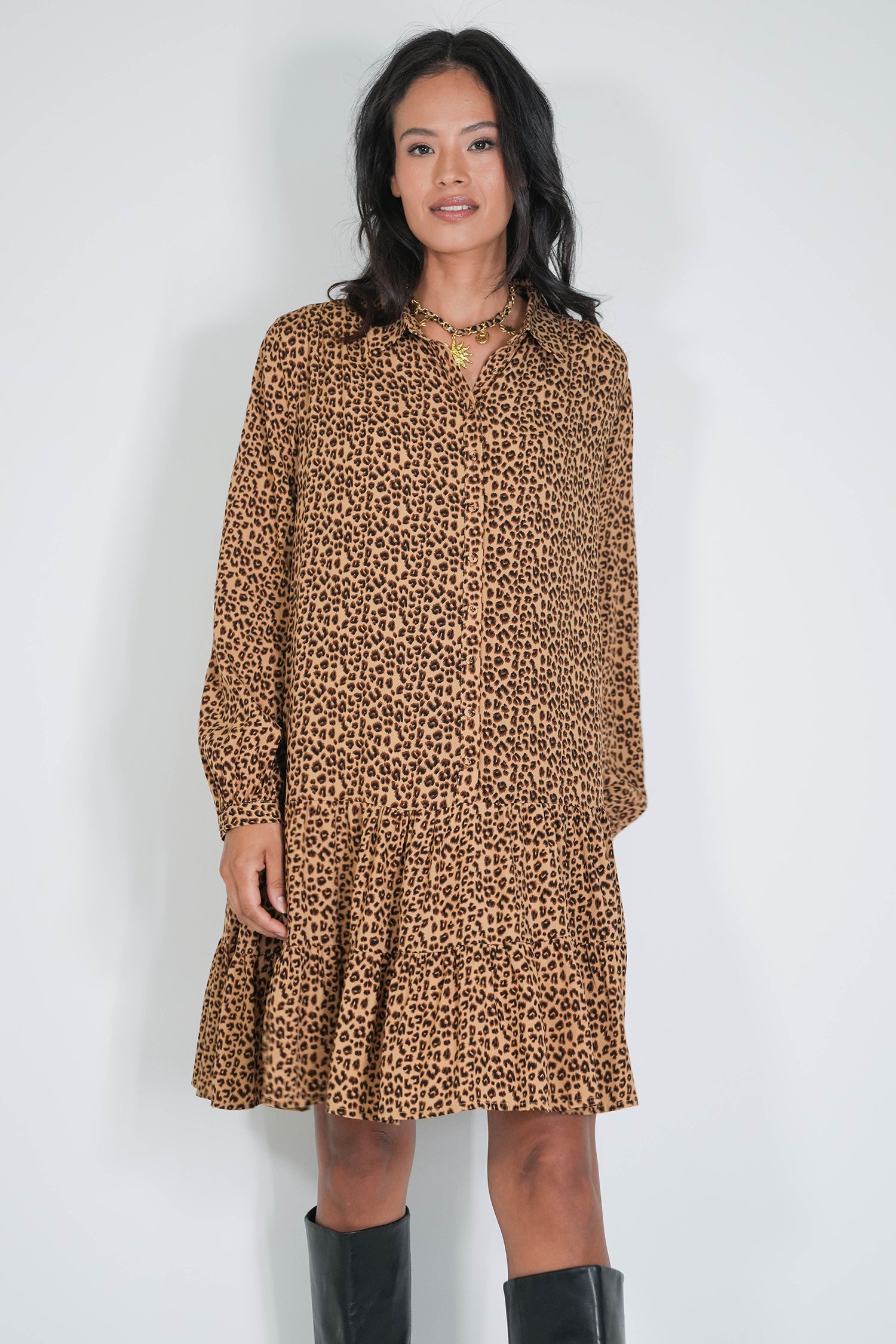 Beige Winter Leopard Tunic