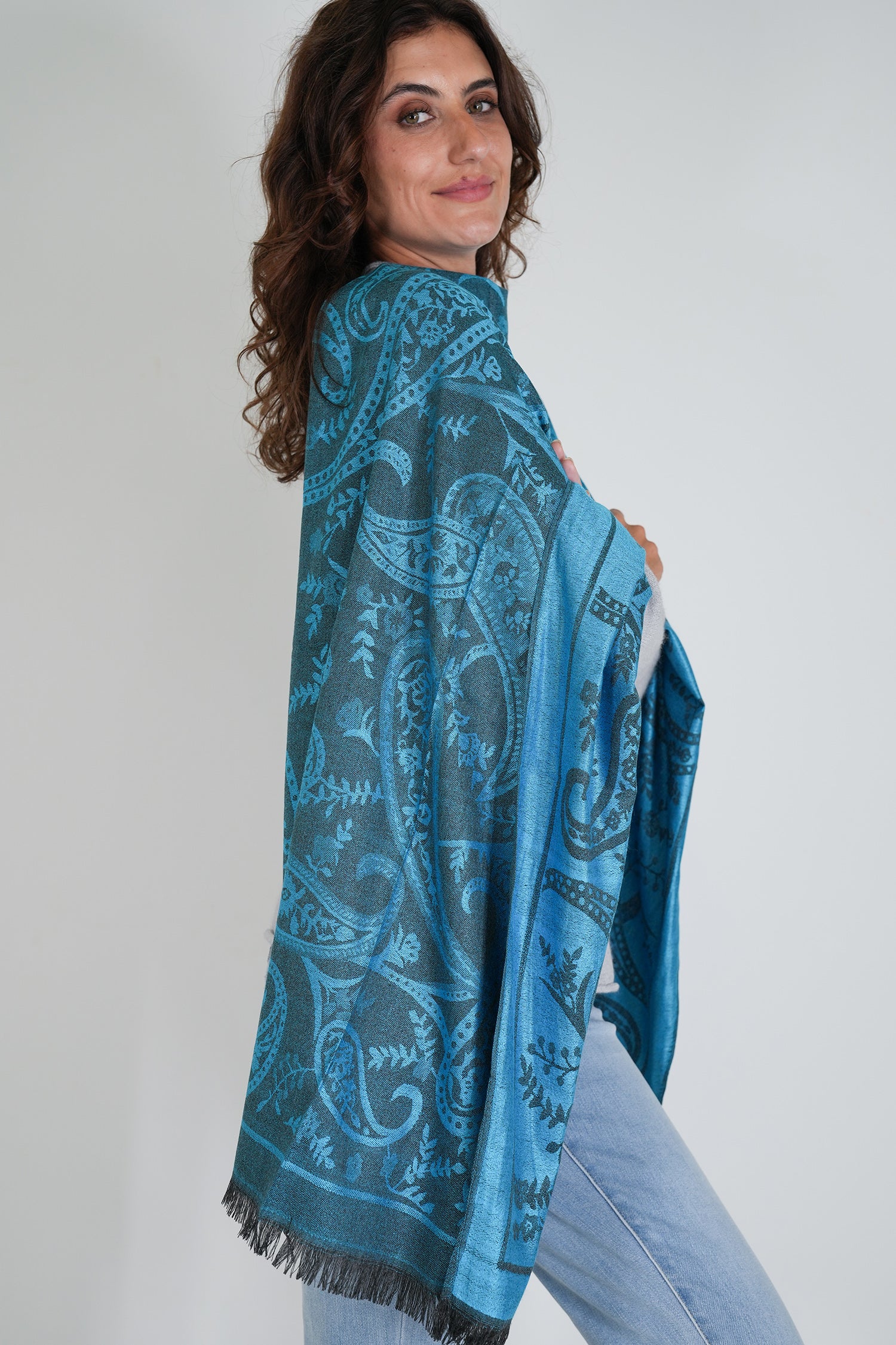 Turquoise Debbie Scarf, scarf from Something Pretty, alternative view