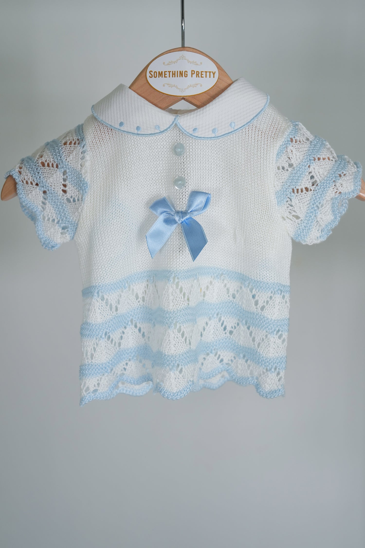 Blue and White Summer Knit Set, girls knit set from Something Pretty, alternative view