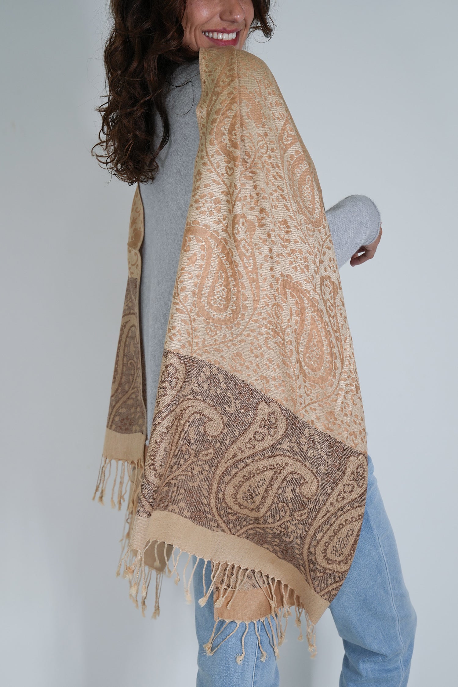 Beige Jenna Scarf, scarf from Something Pretty, alternative view