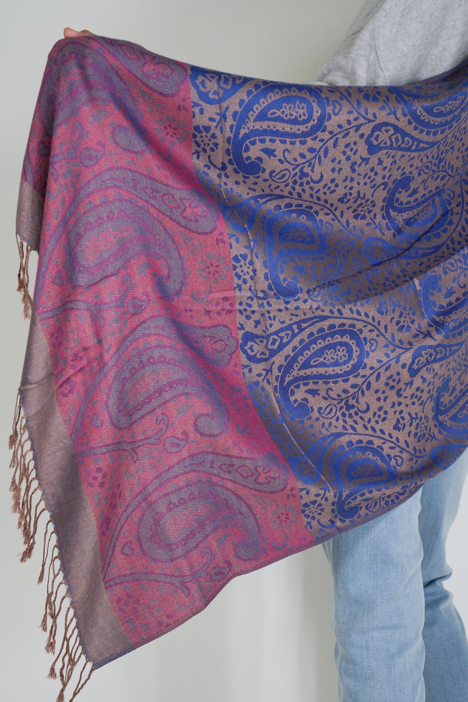 Cobalt and Cerise Jenna Scarf, scarf from Something Pretty, alternative view