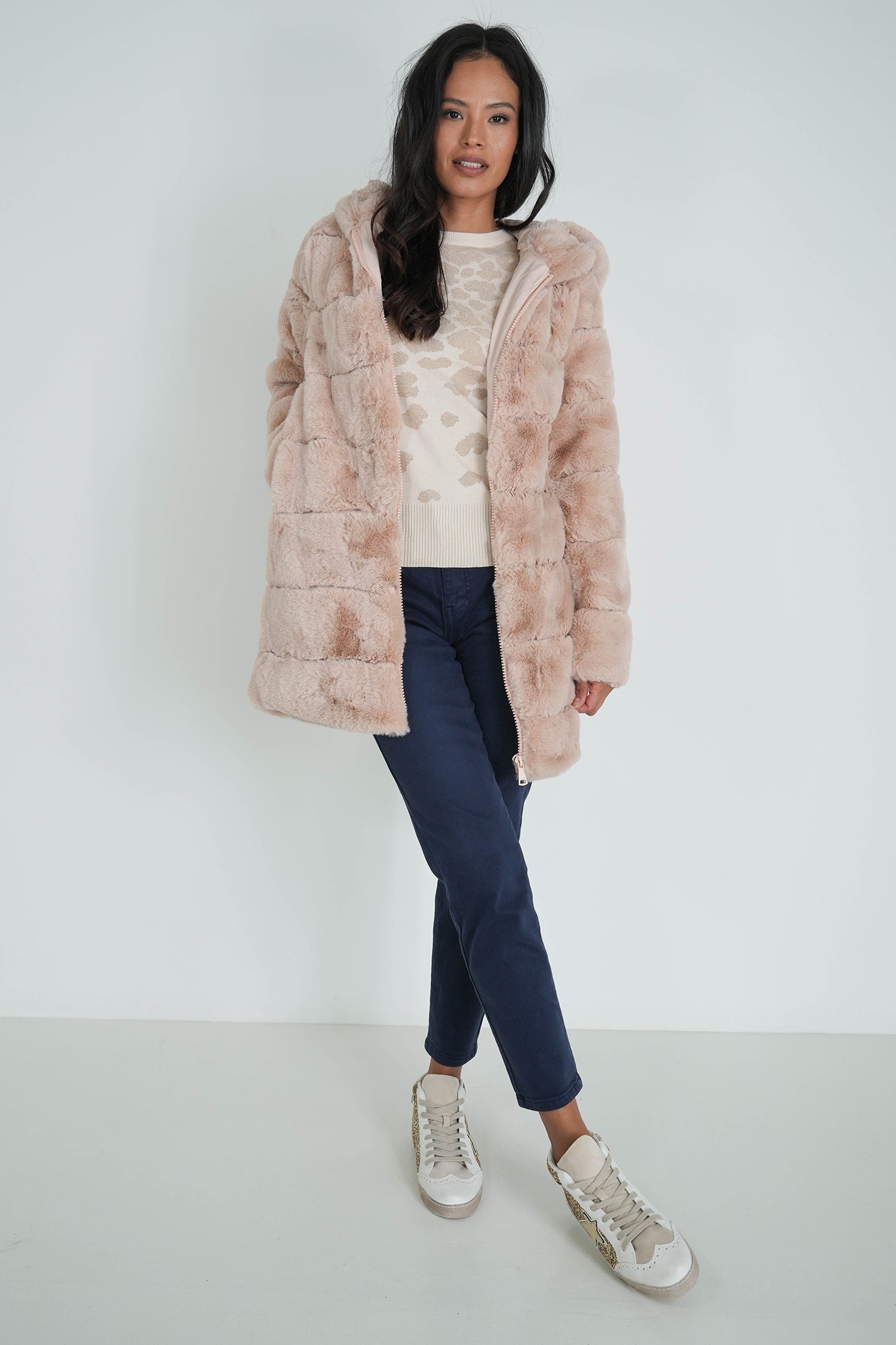 Beige Faux Fur Coat