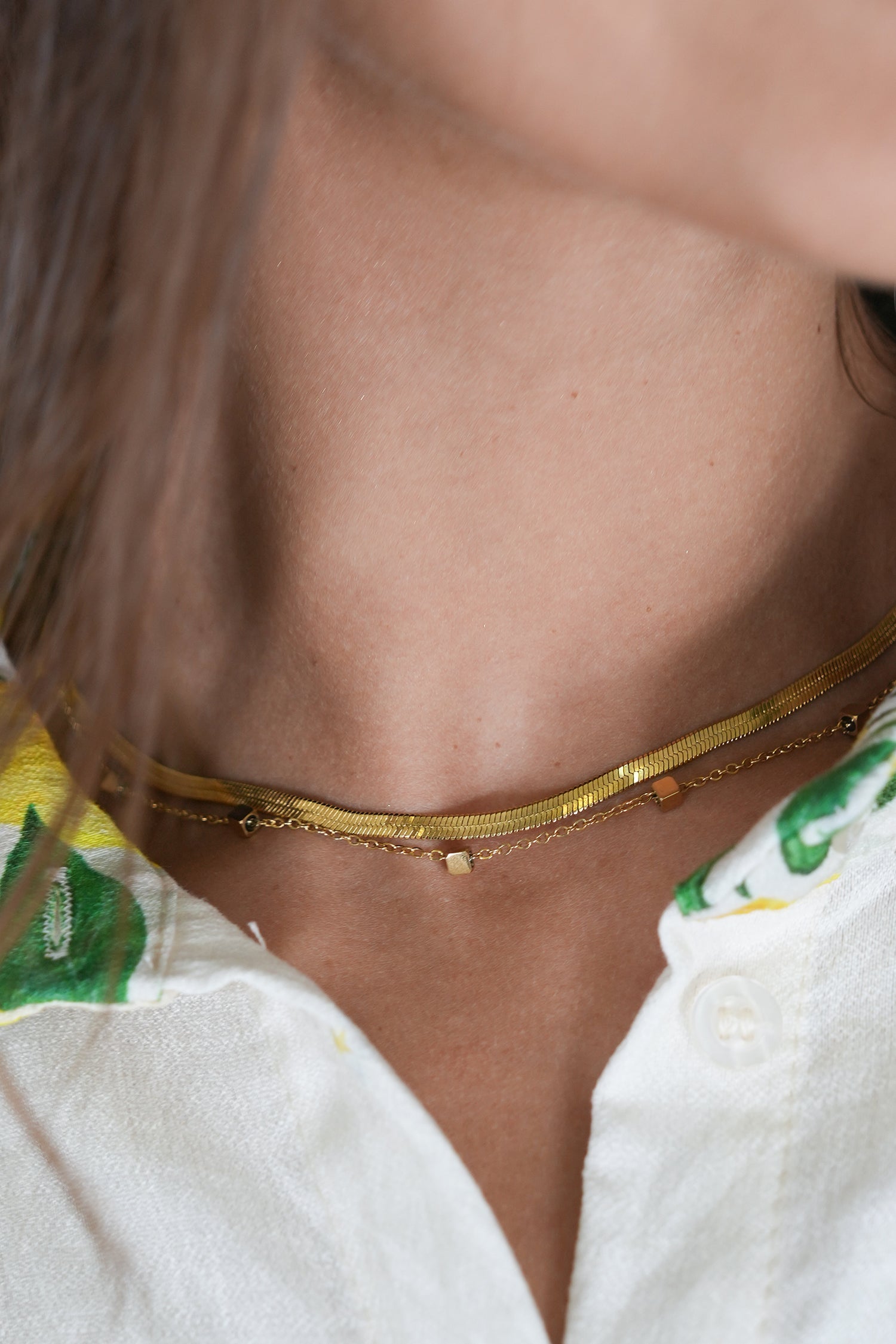 Gold Double Strand Snake Chain, necklace from Something Pretty, alternative view