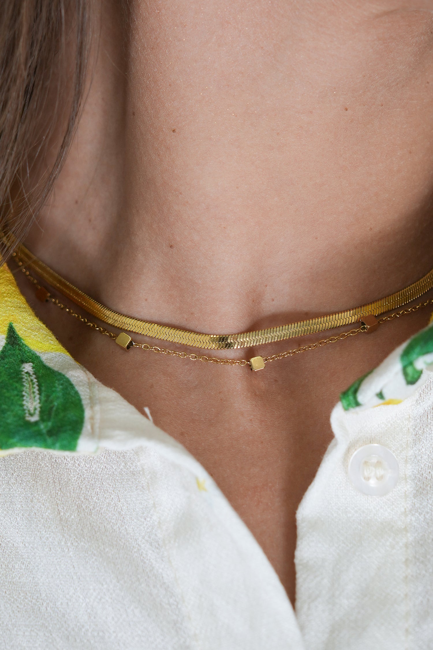 Gold Double Strand Snake Chain, necklace from Something Pretty, alternative view