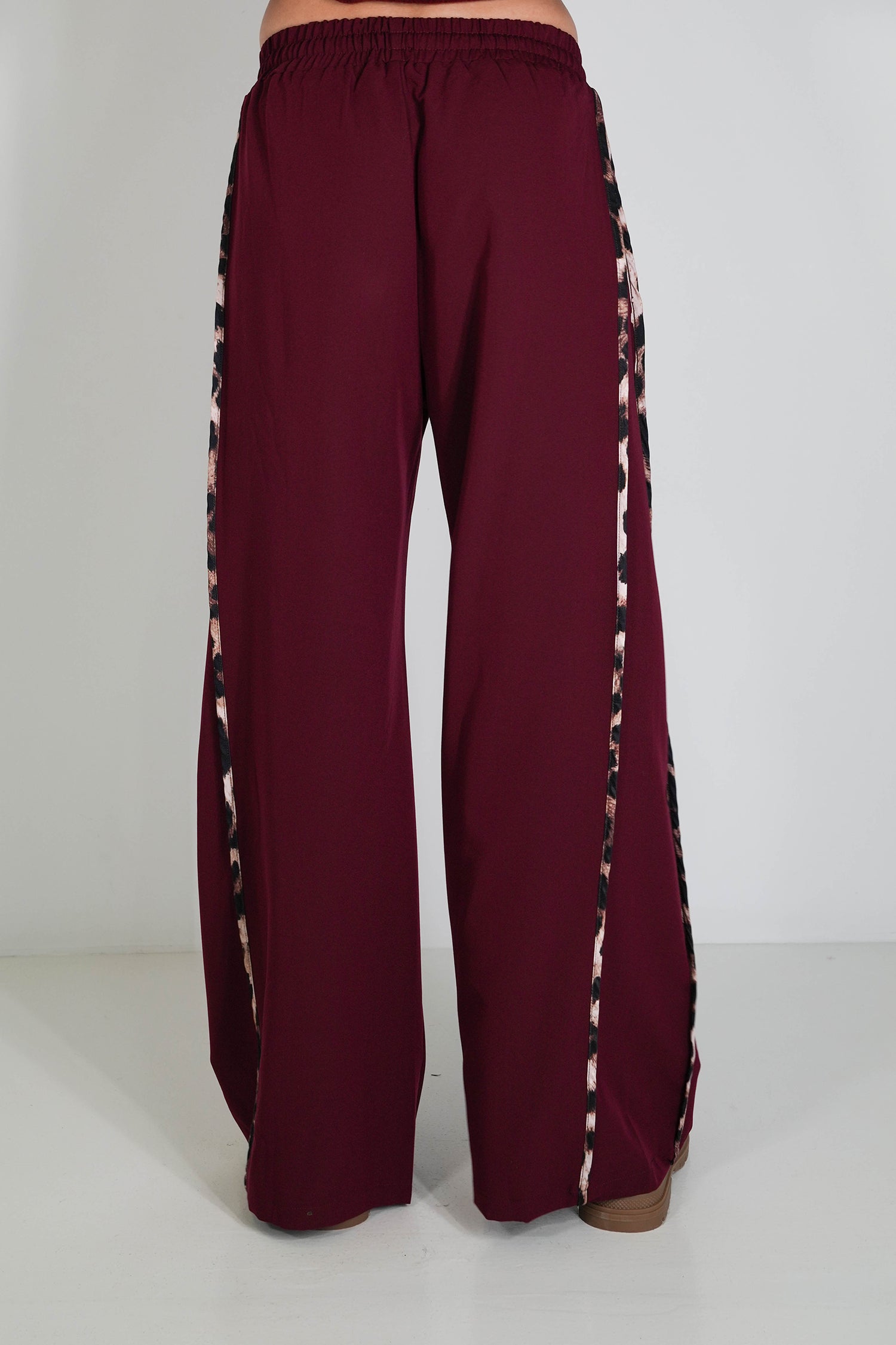 Burgandy Leopard Trim Pant