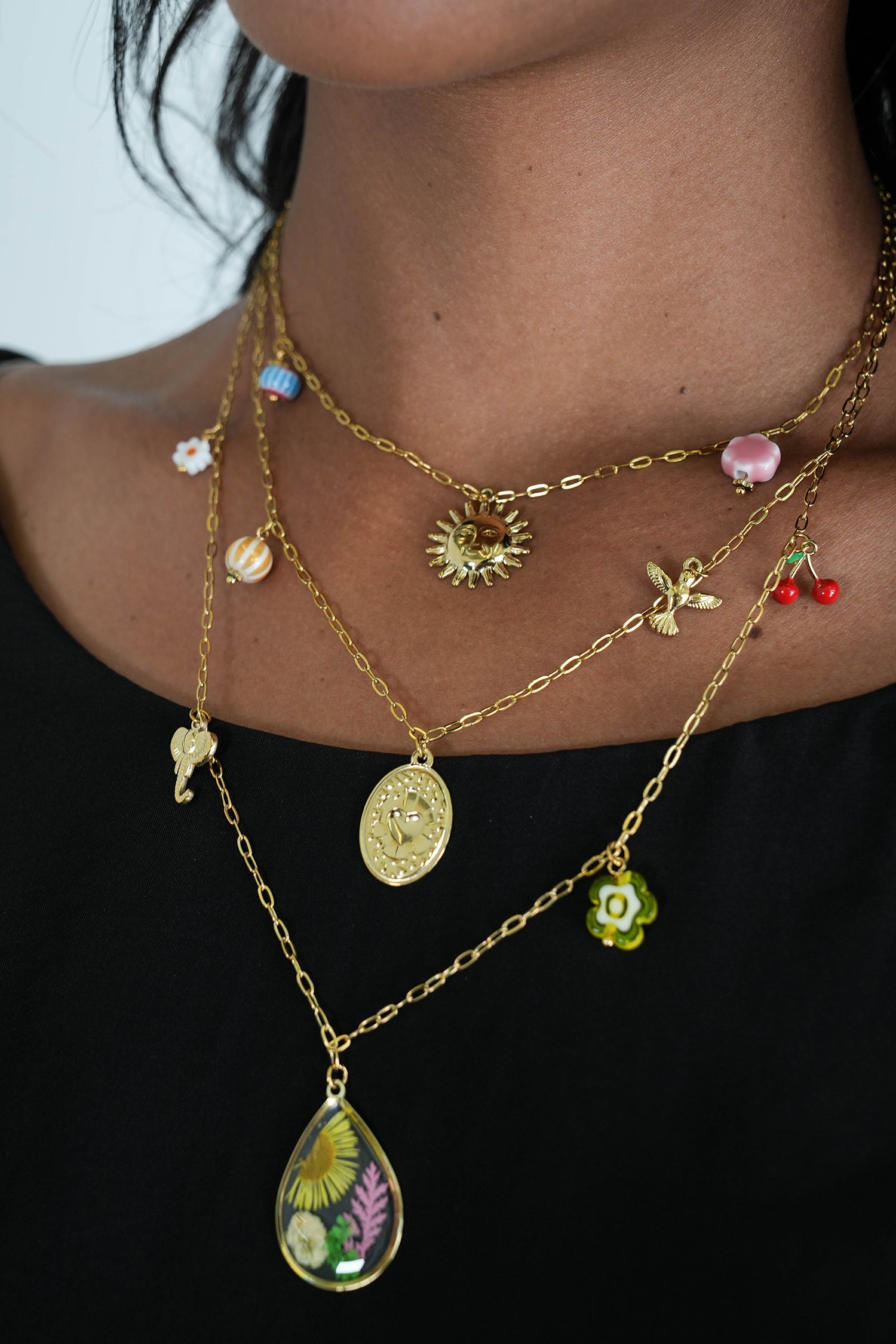 Floral Cherry Charm Necklace, necklace from Something Pretty, alternative view