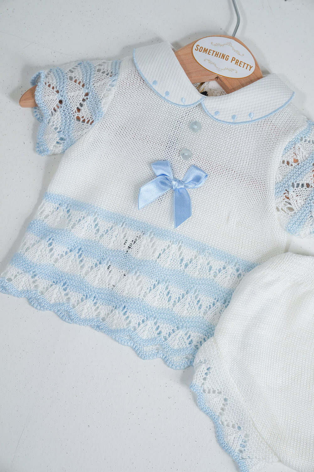 Blue and White Summer Knit Set, girls knit set from Something Pretty, alternative view