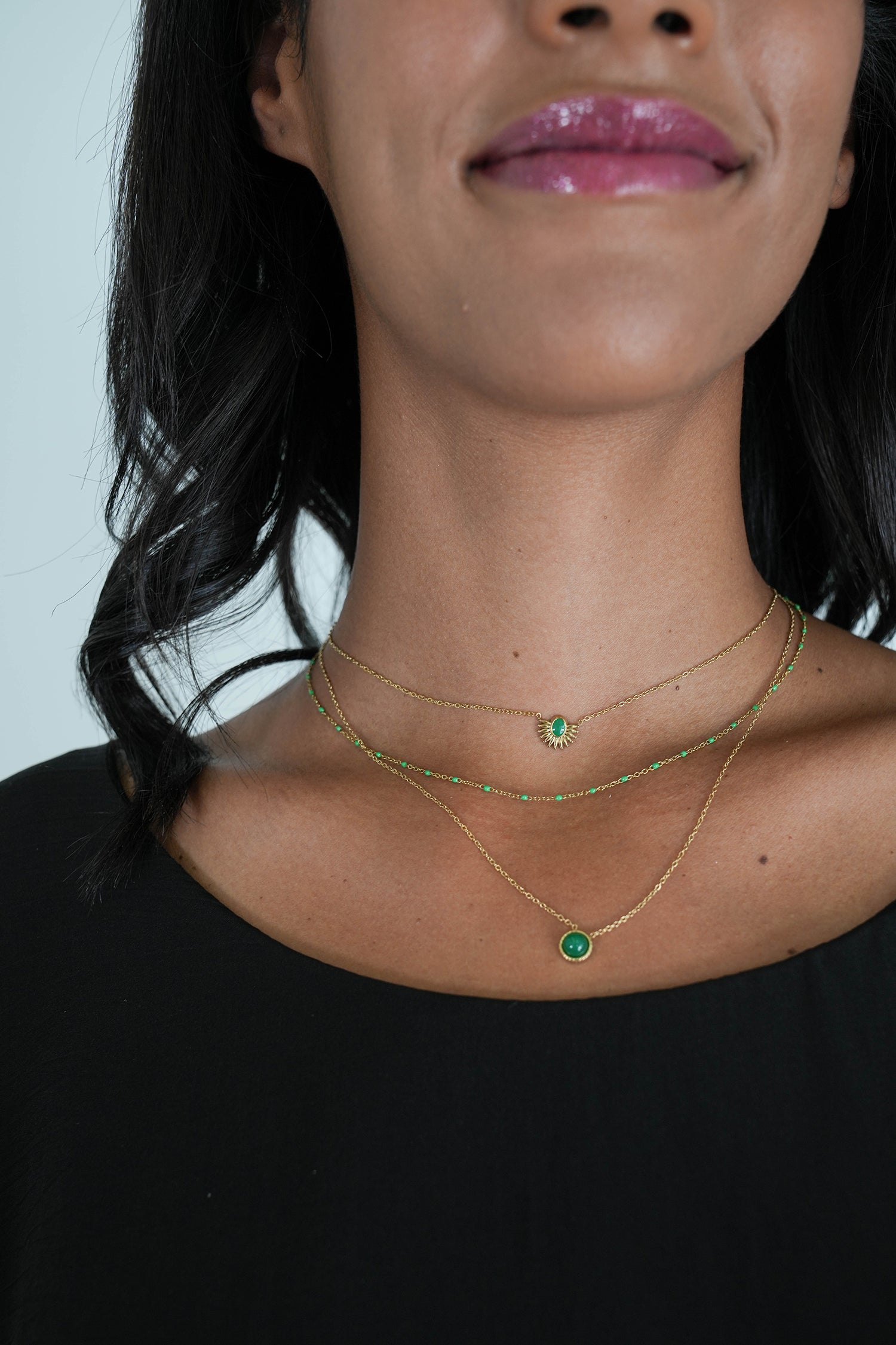 Teal Dominique Necklace, teal necklace from Something Pretty, alternative view