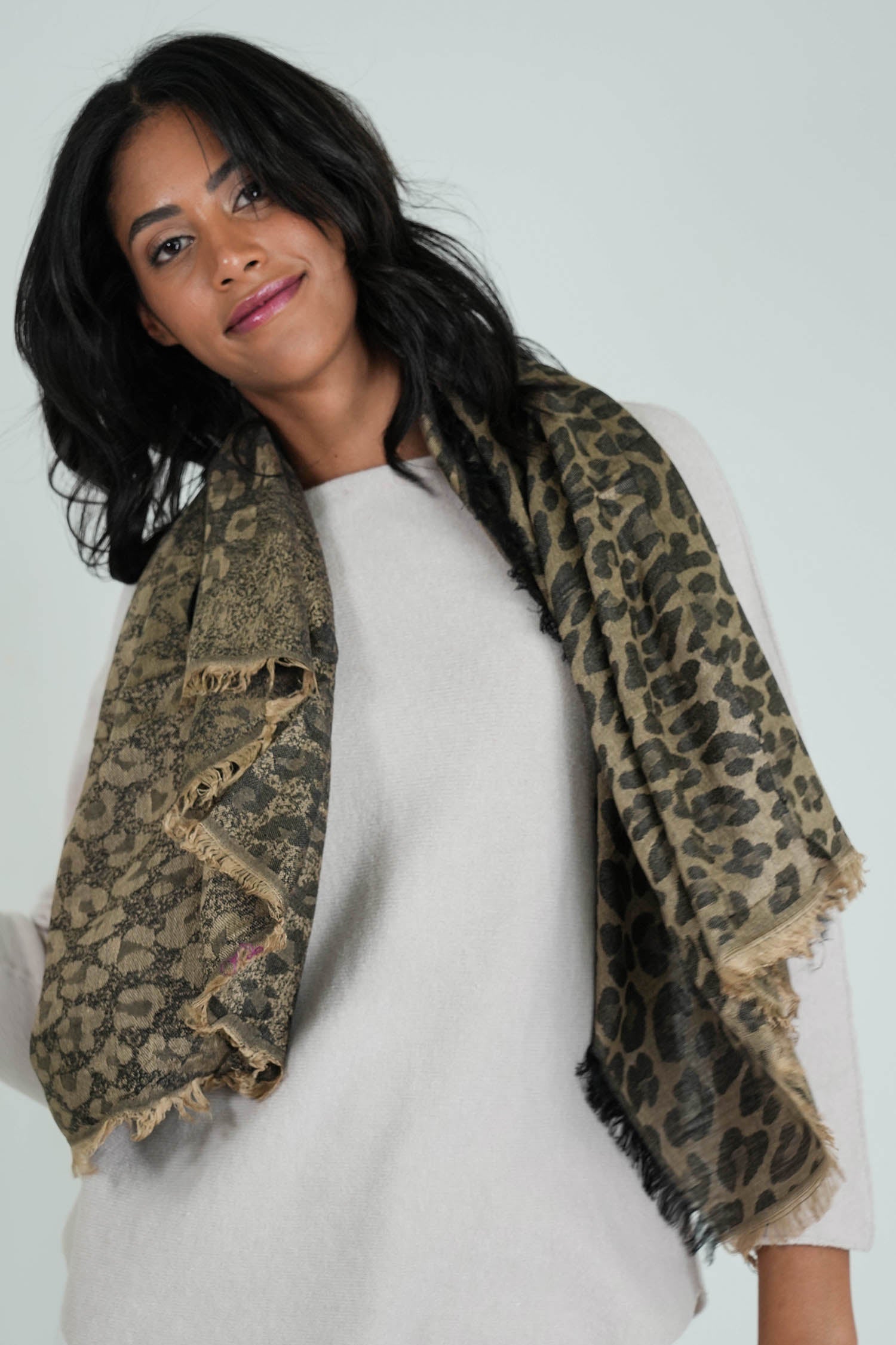 Gold and Black Leopard Winter Scarf