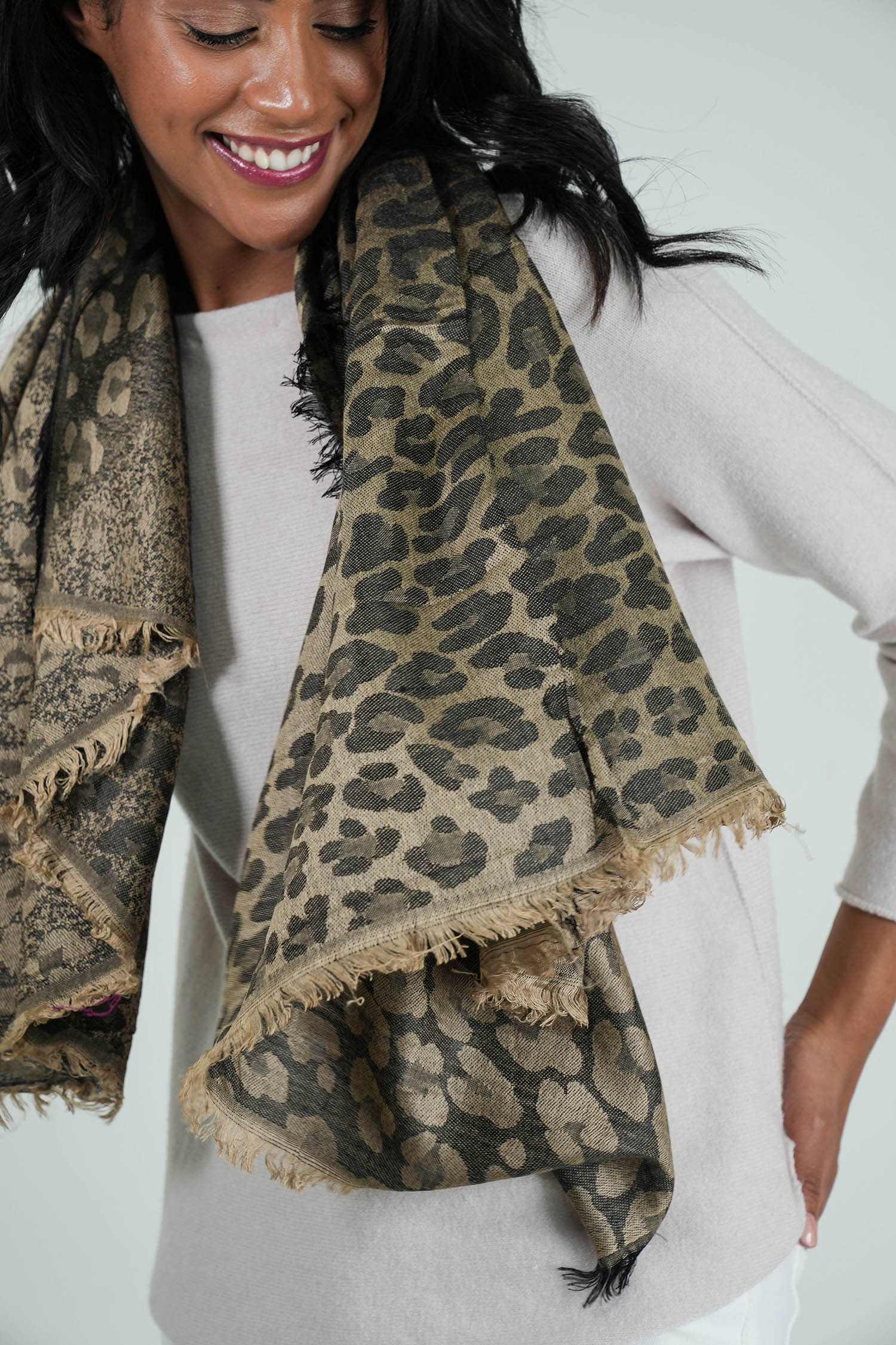 Gold and Black Leopard Winter Scarf