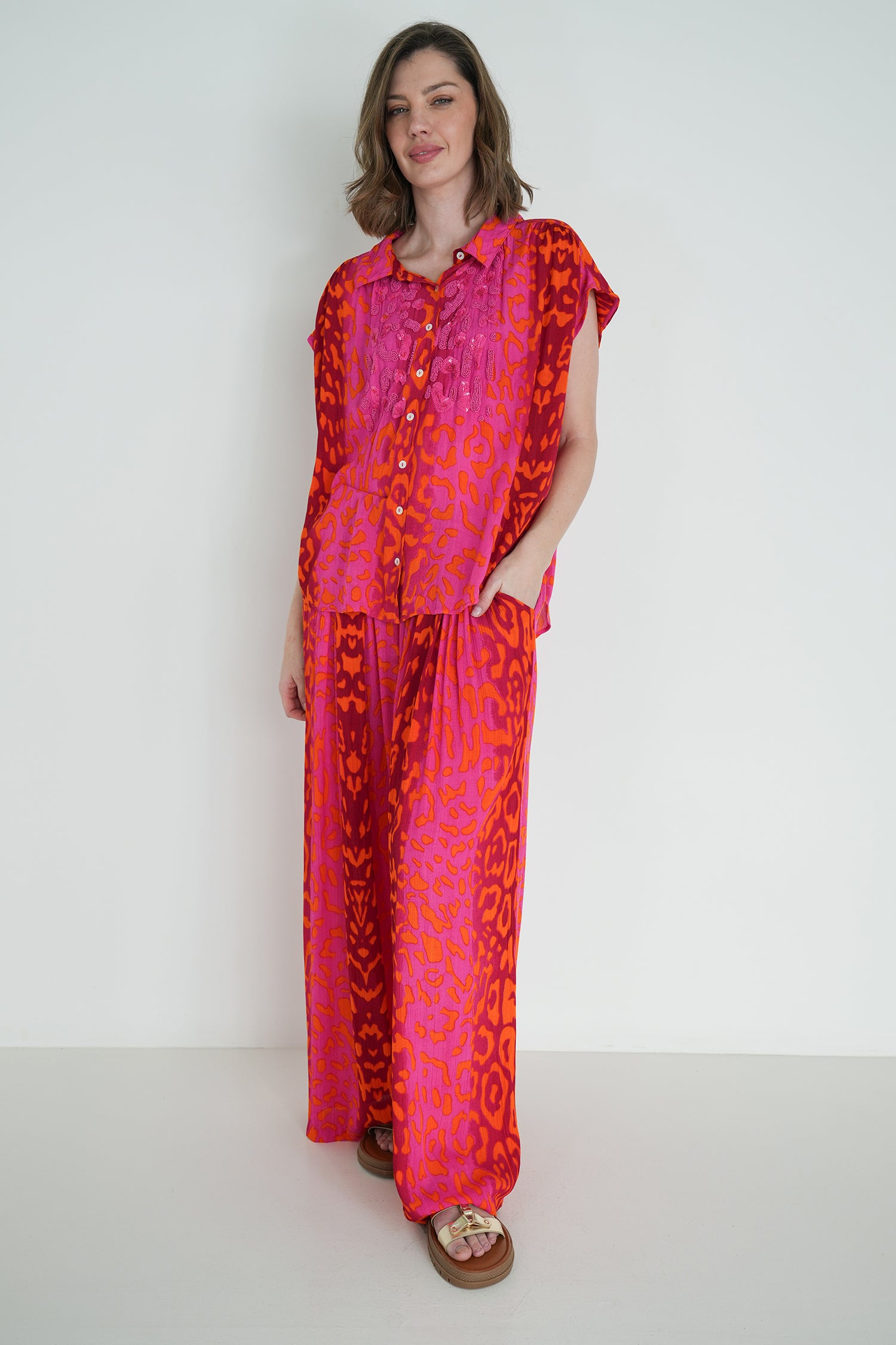 Cerise Orange Leopard Pant