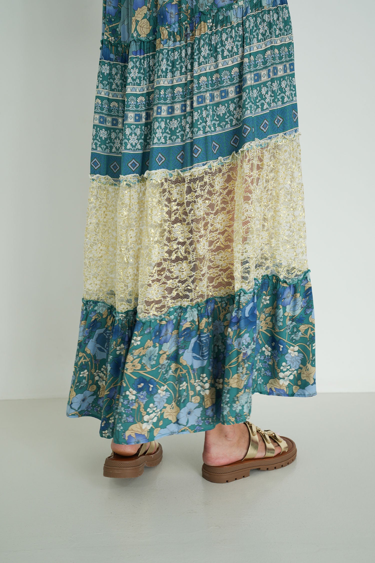 Teal Floral Sleeveless Heather Dress
