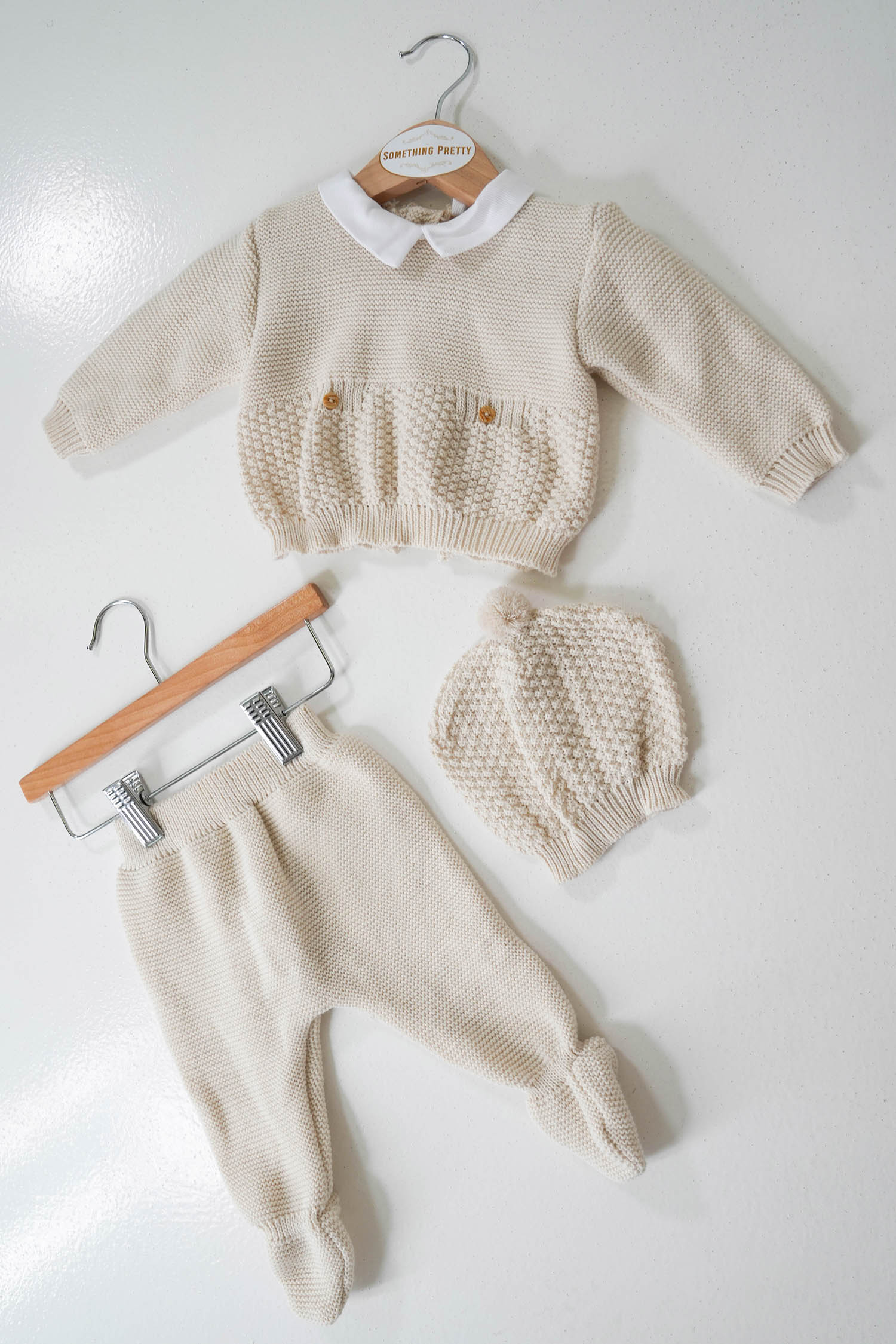 Beige Knit Newborn Set