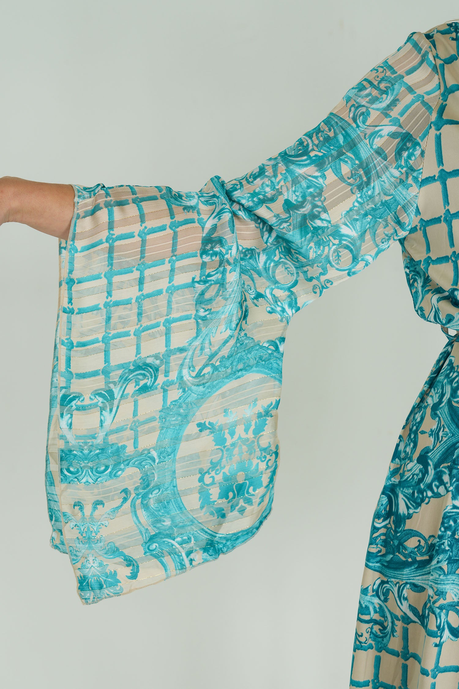 Cream and Turquoise Floral St Tropez Tunic Dress
