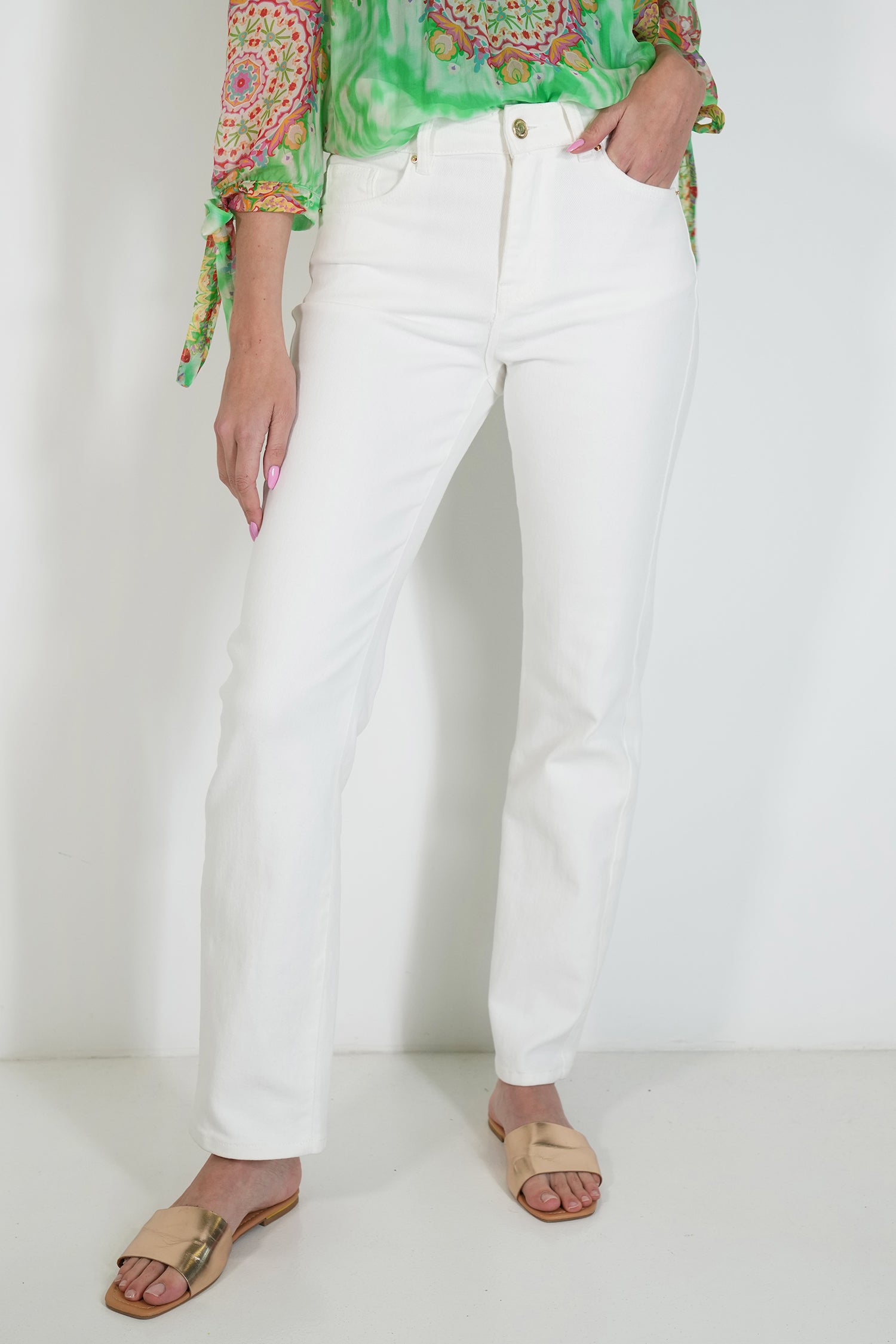 White Straight-Leg Jean, white straight-leg denim jeans from Something Pretty, alternative view