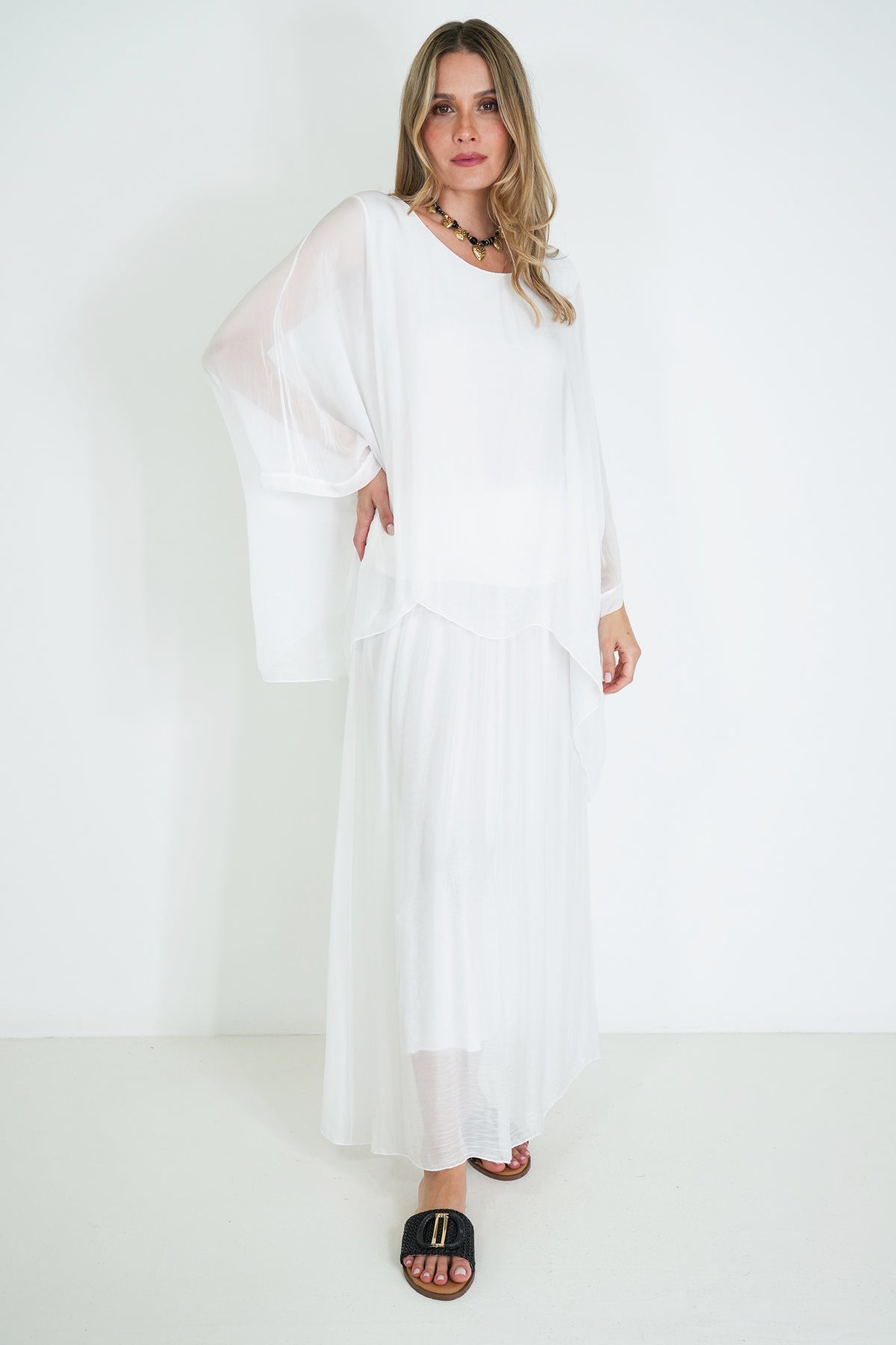 White Silk Poncho