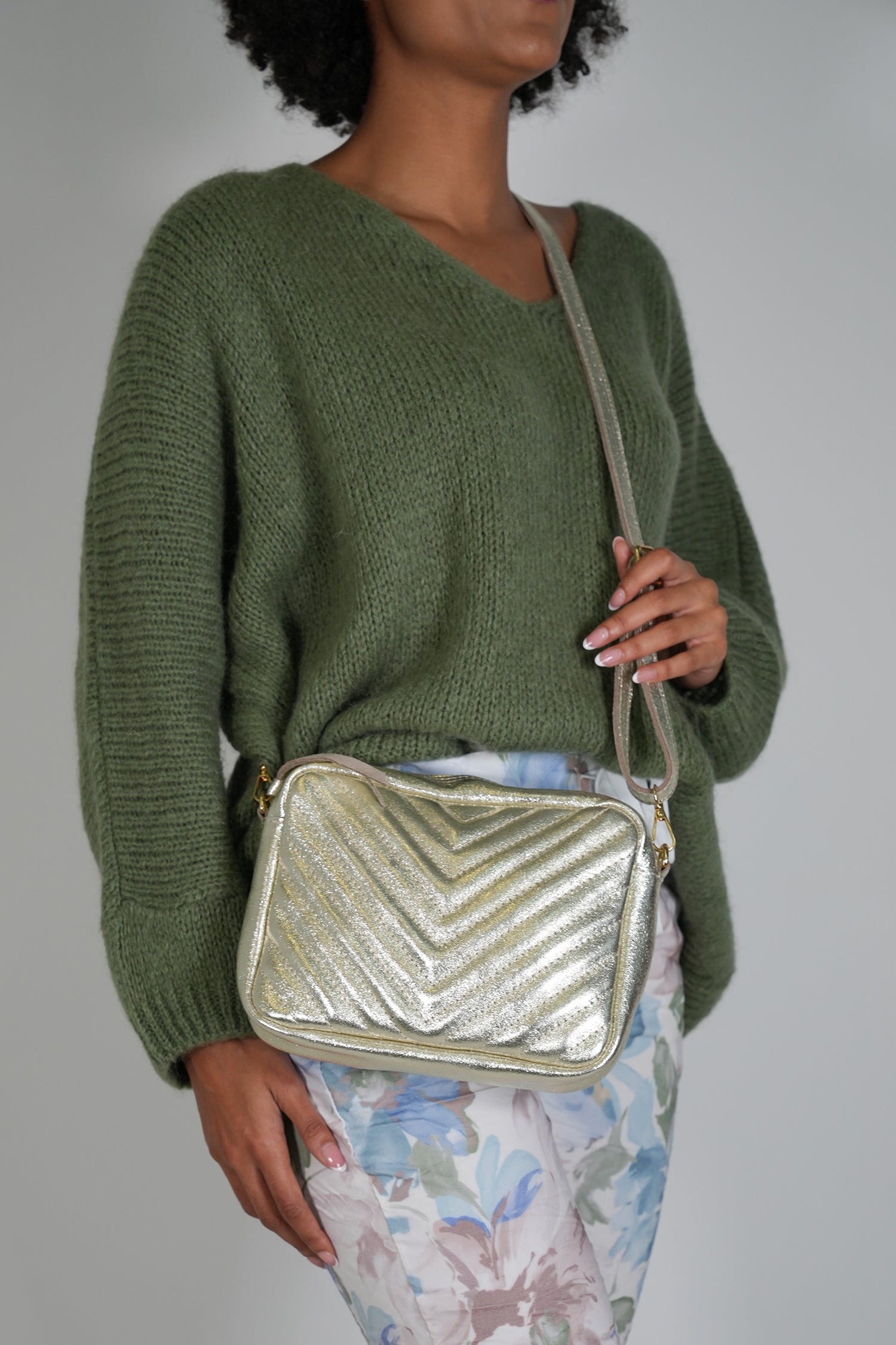 Gold Metallic Chevron Bag