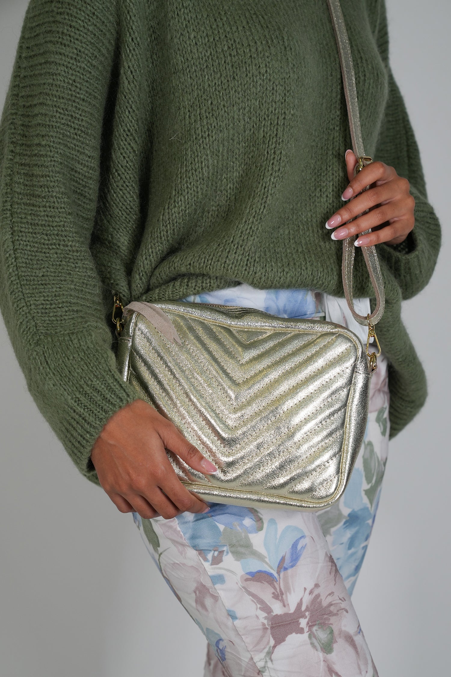 Gold Metallic Chevron Bag