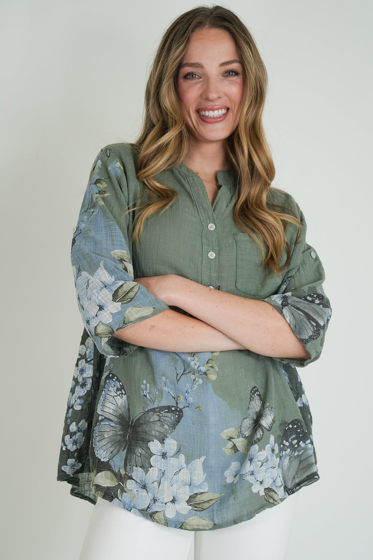 Olive Butterfly Shirt